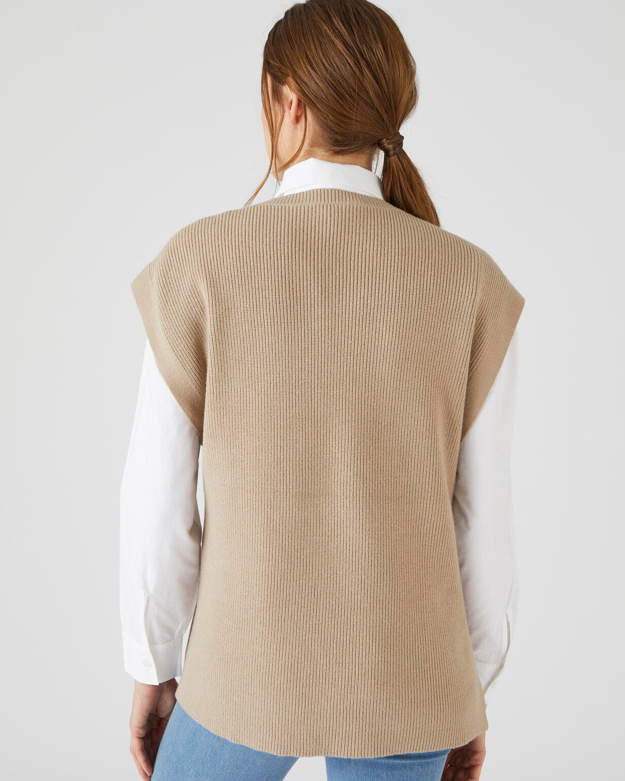 Pull sans manches maille perlée