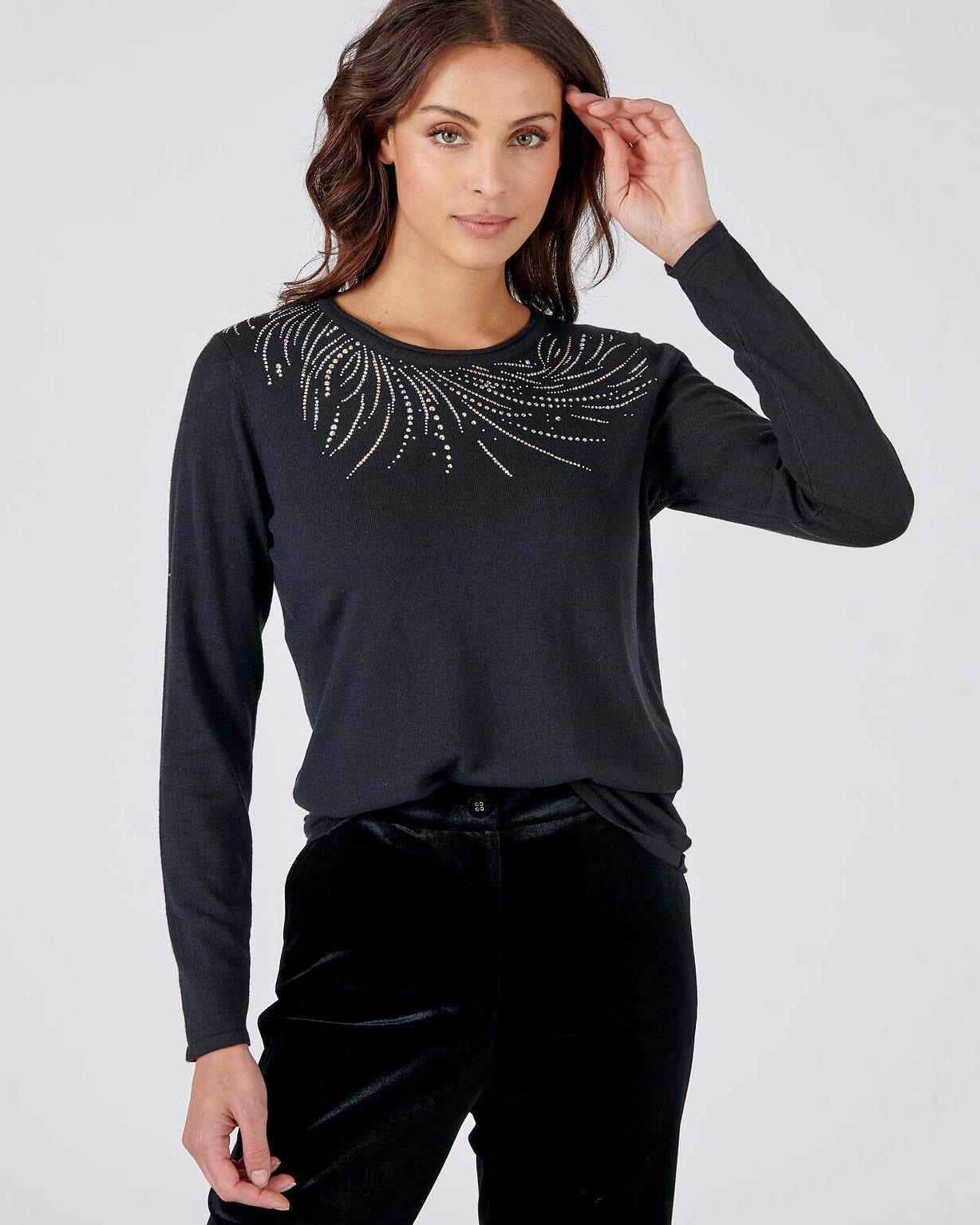 Pull maille fine à strass