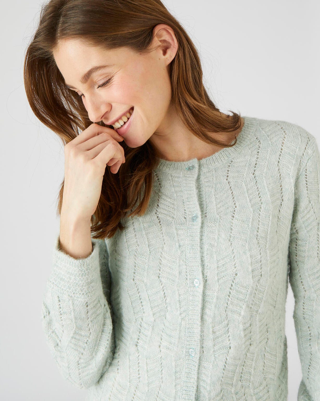 Cardigan maille fantaisie et mélange alpaga