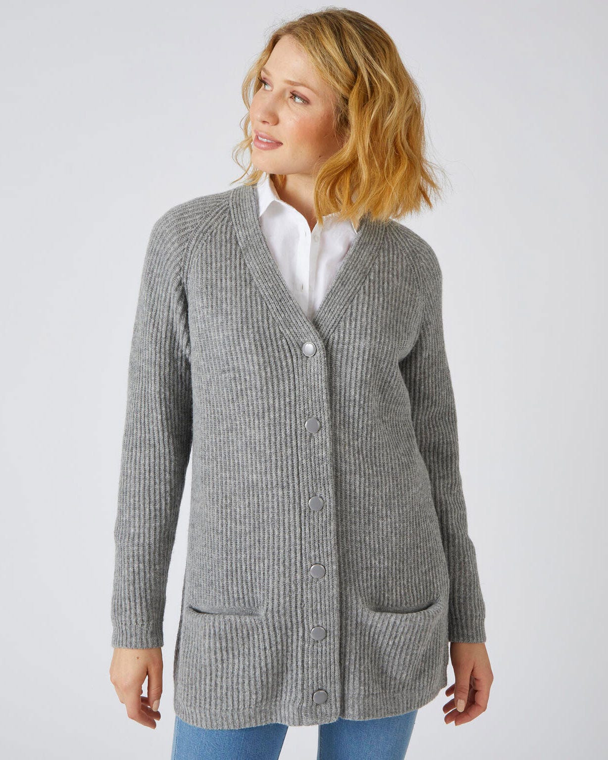 Gilet long mélange laine