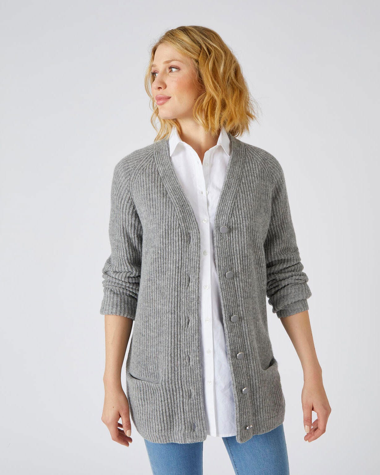 Gilet long mélange laine