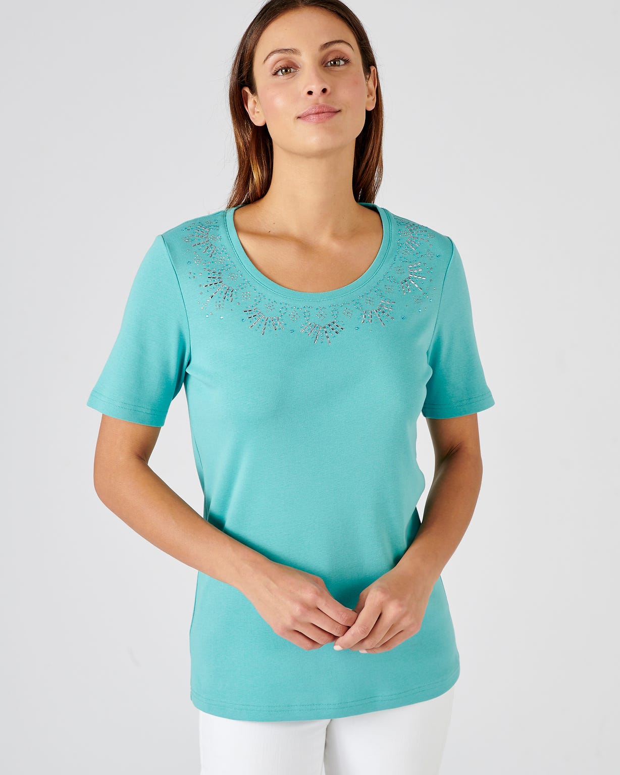 Tee-shirt col rond strassé