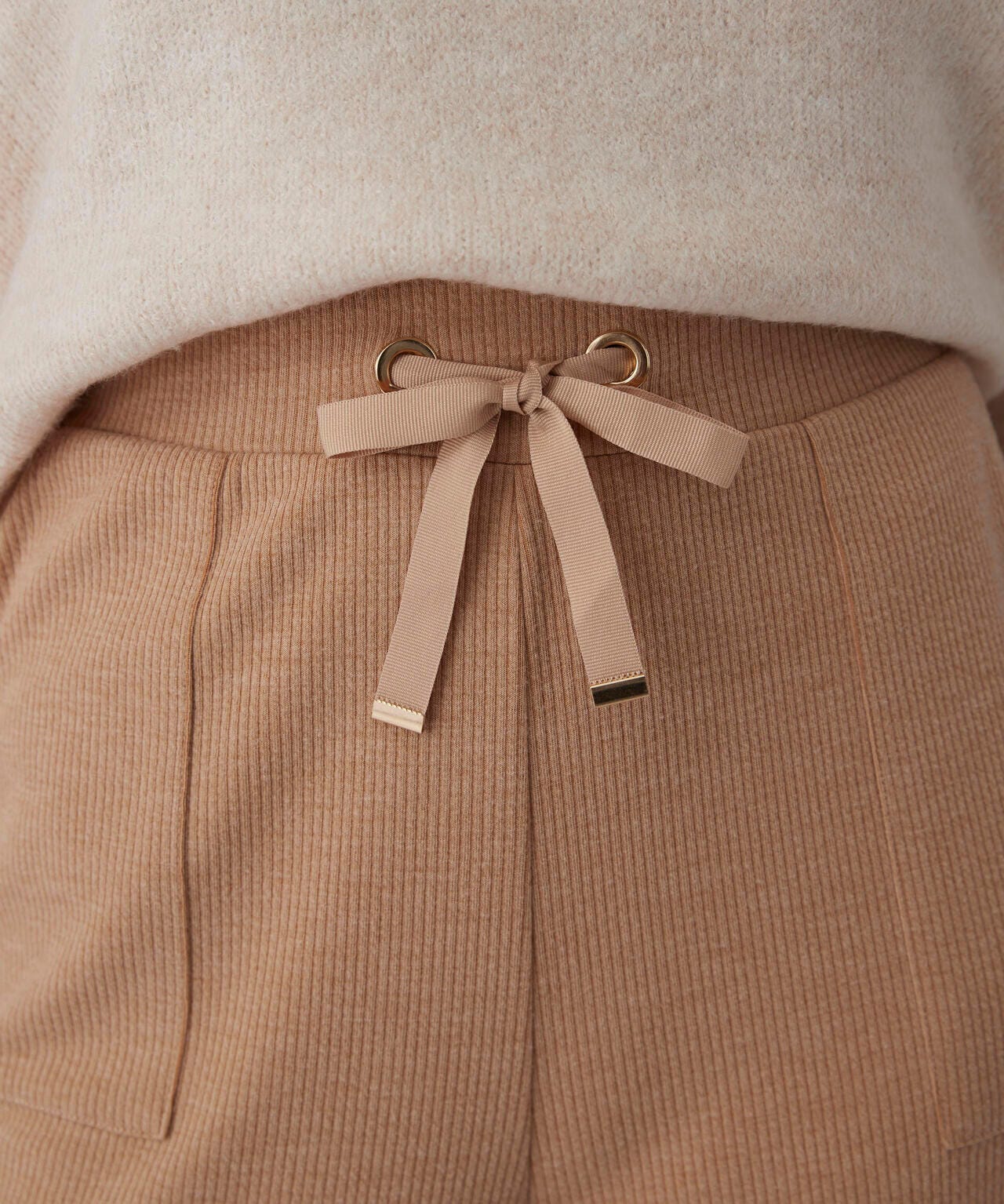 Pantalon large maille côtelée