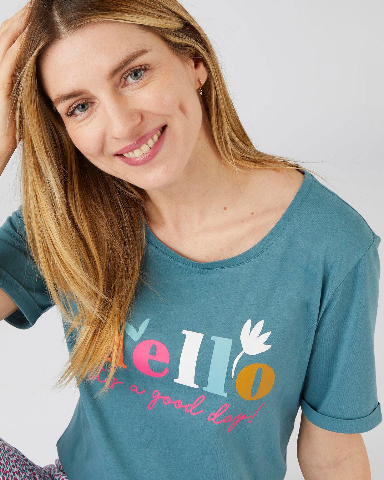 T-shirt de pyjama pur coton peigné