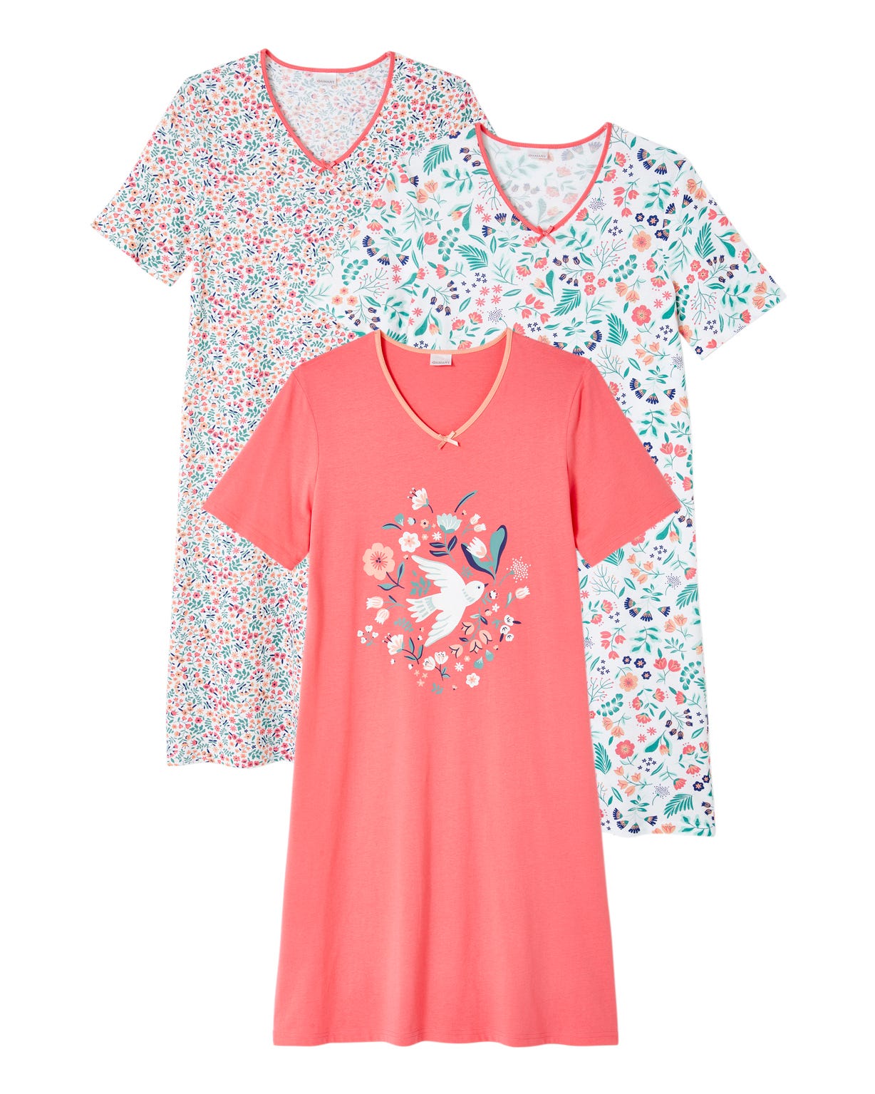 Lot de 3 chemises de nuit, 2 longueurs