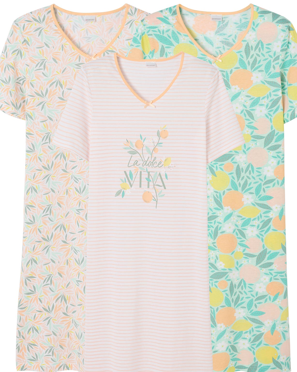 Lot de 3 chemises de nuit, 2 longueurs