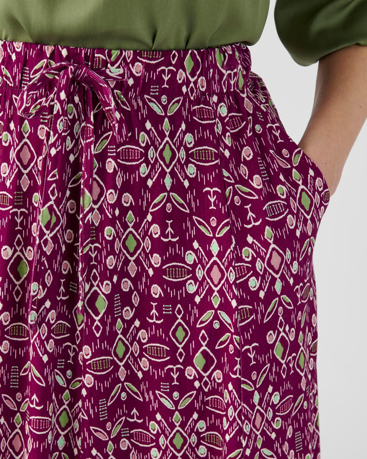 Jupe midi en maille imprimée