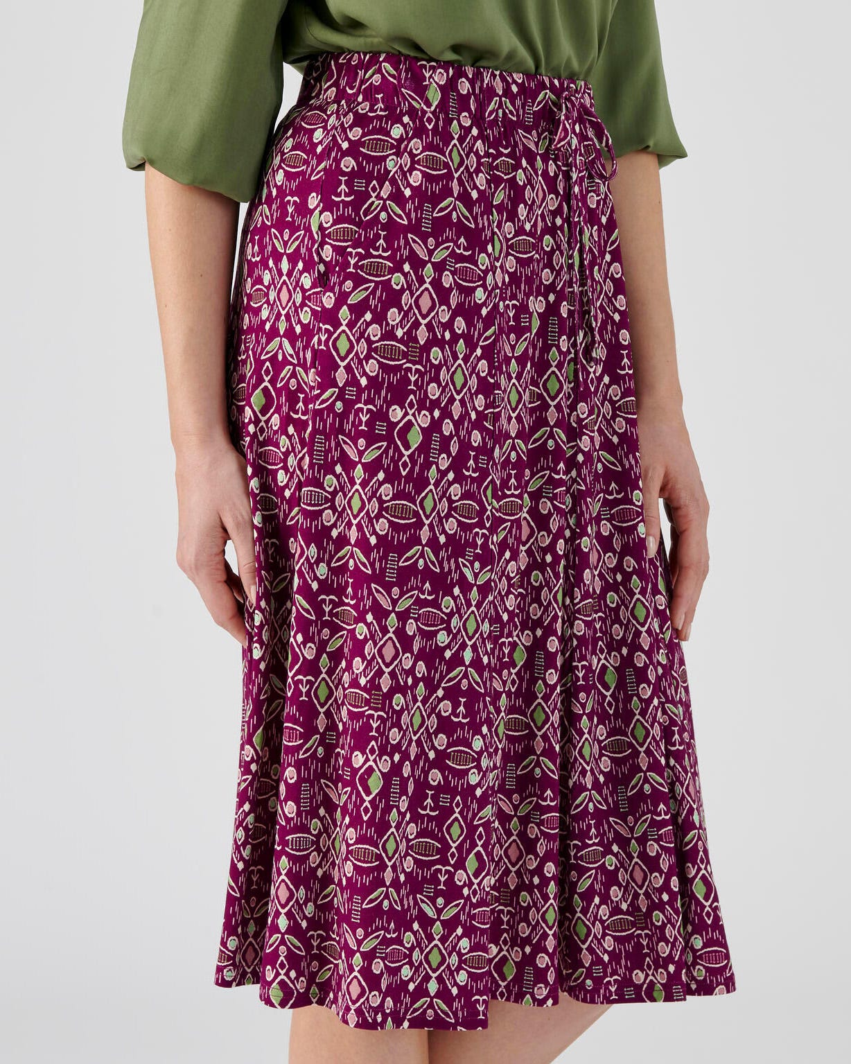 Jupe midi en maille imprimée