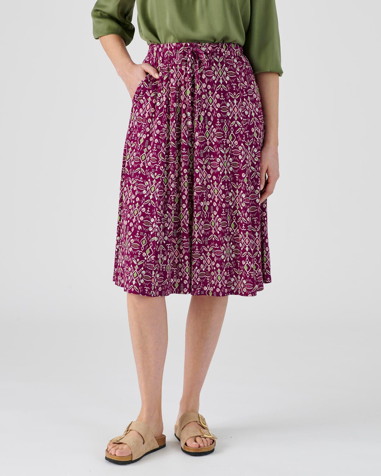 Jupe midi en maille imprimée