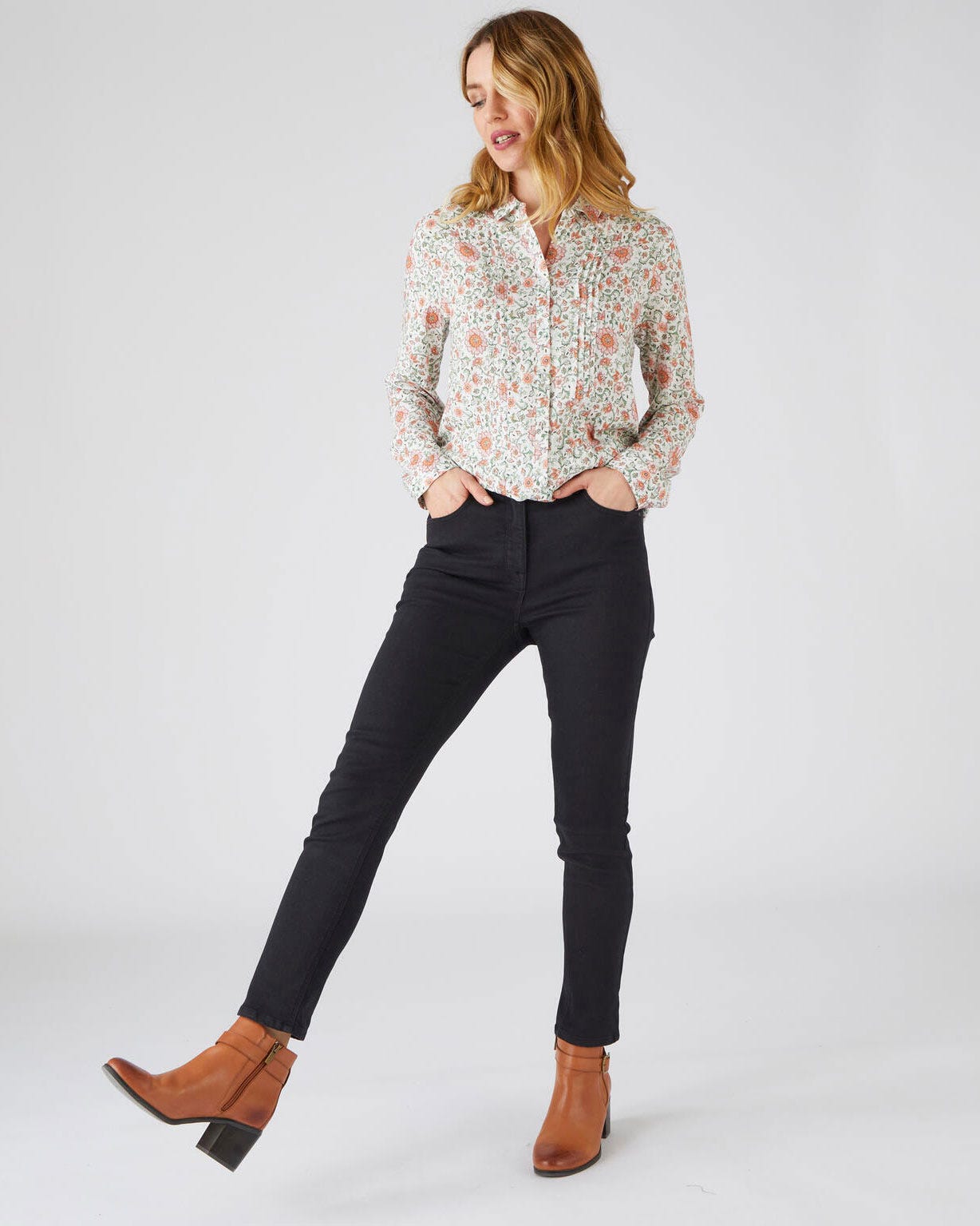 Chemisier imprimé plis piqués