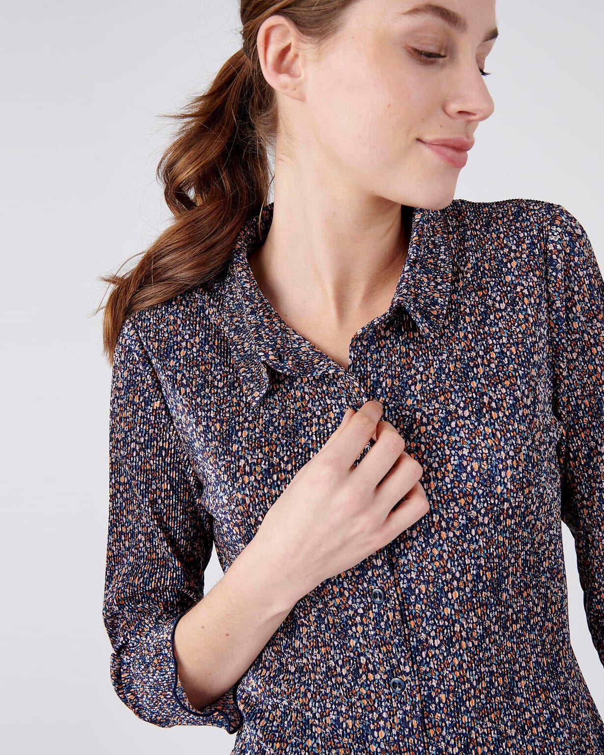 Chemisier plissé manches 3/4