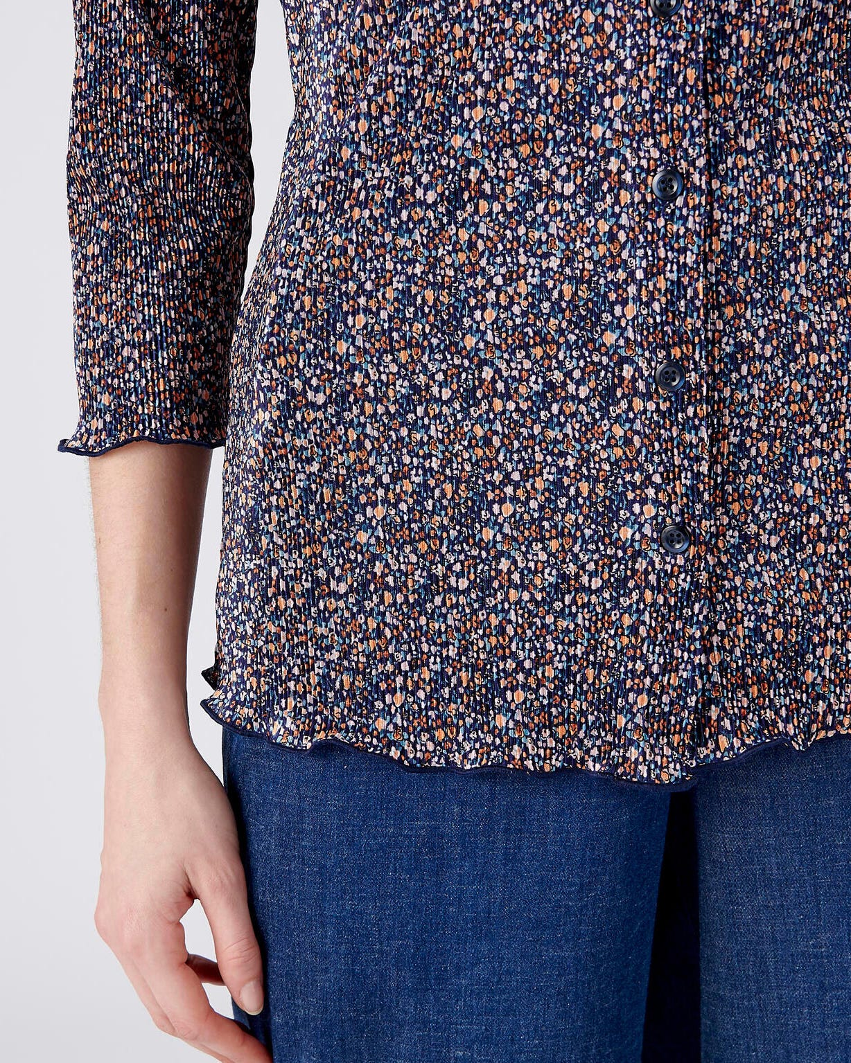 Chemisier plissé manches 3/4