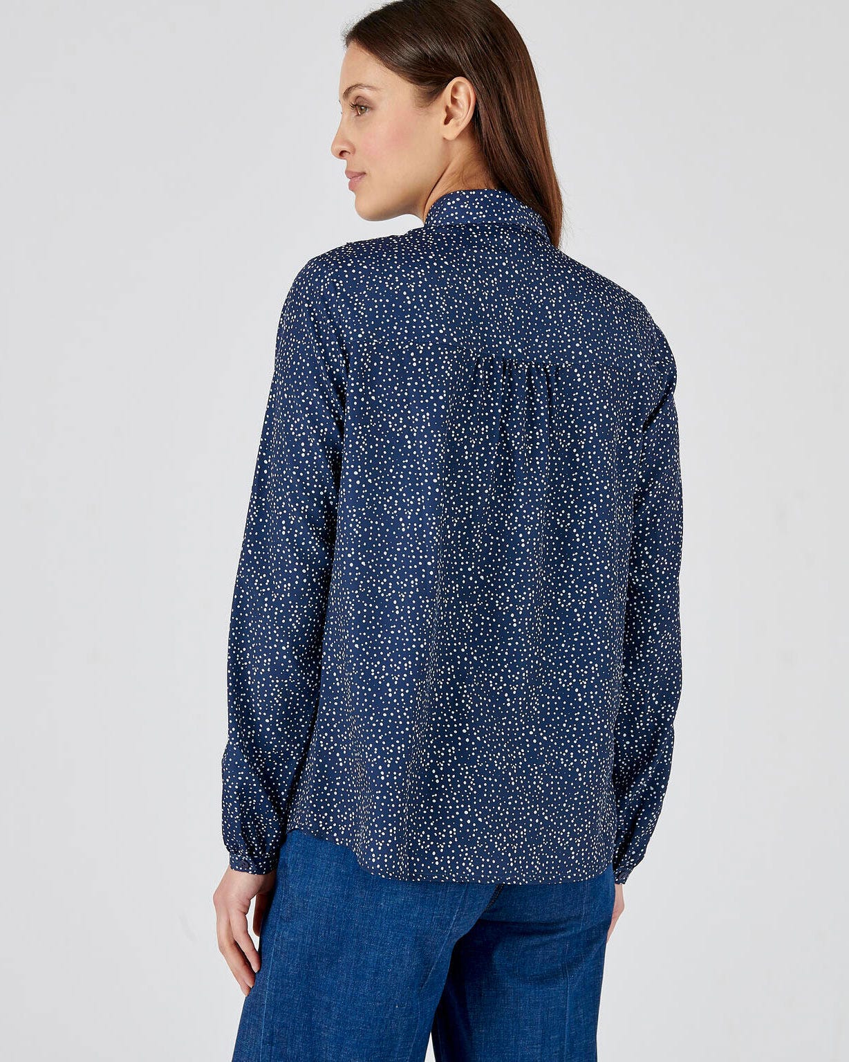 Chemisier en crêpe imprimé avec volants