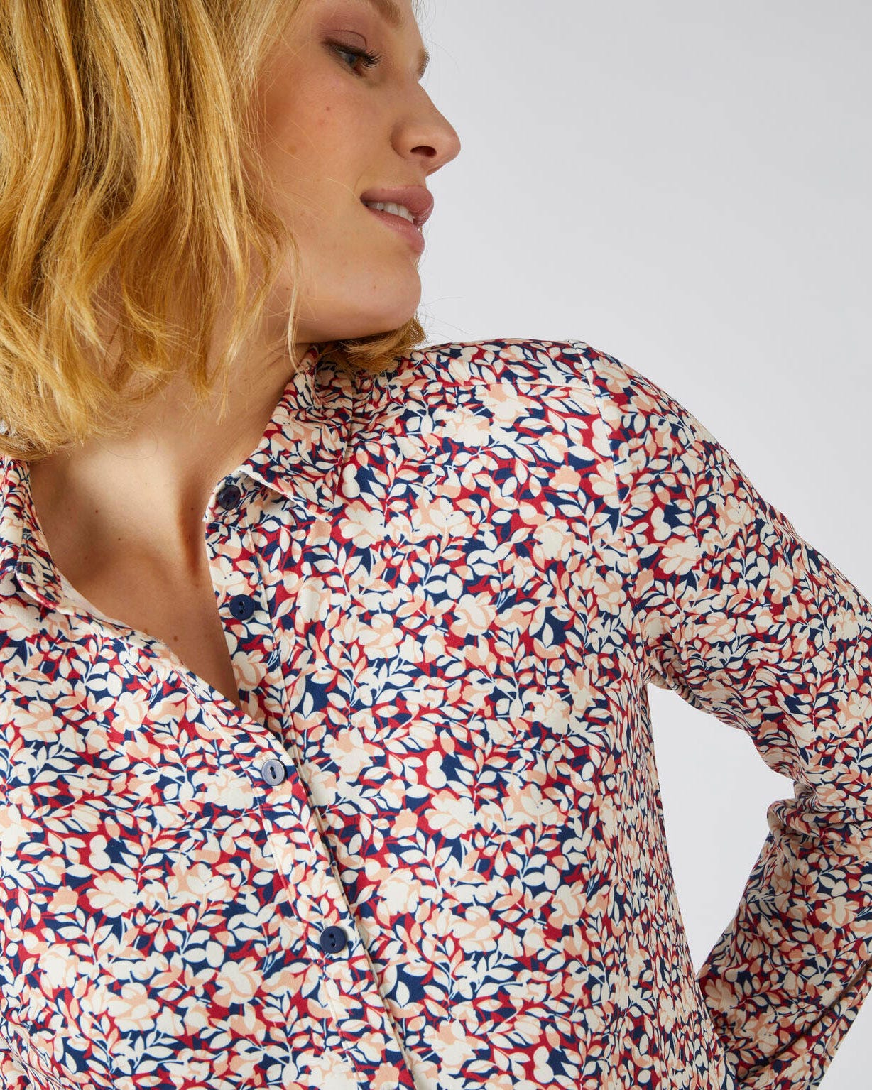 Chemisier maille chaude imprimé feuillage