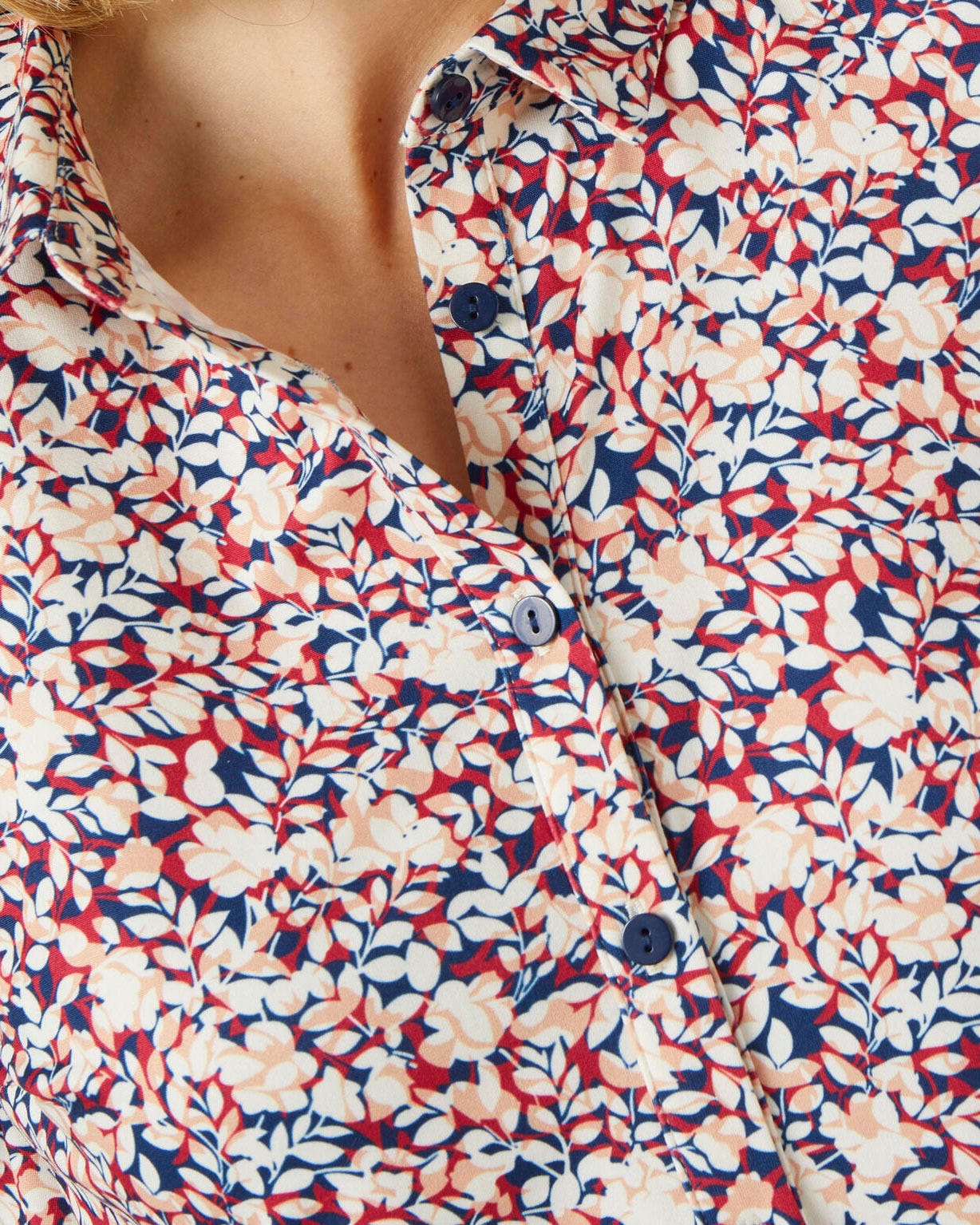 Chemisier maille chaude imprimé feuillage