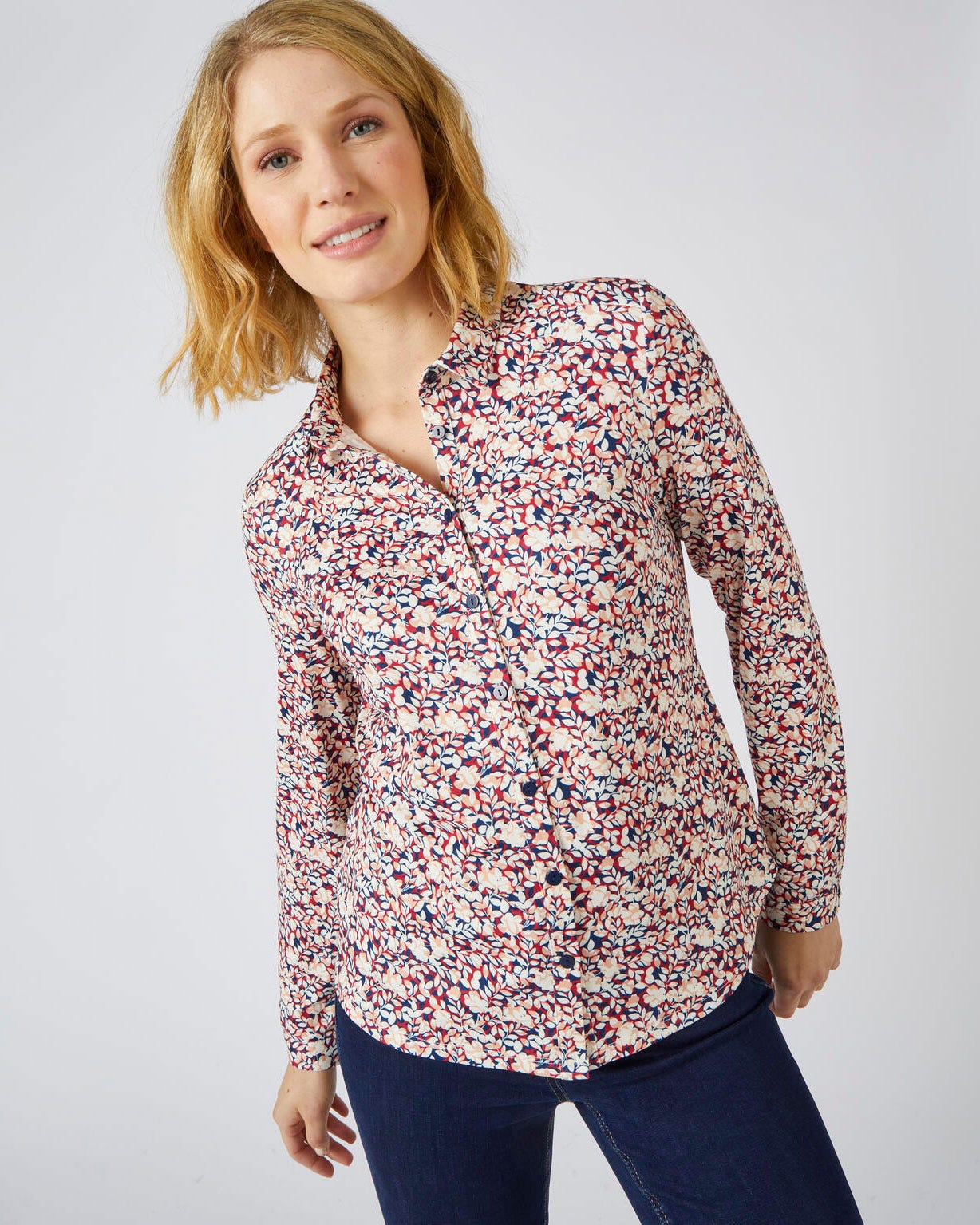 Chemisier maille chaude imprimé feuillage