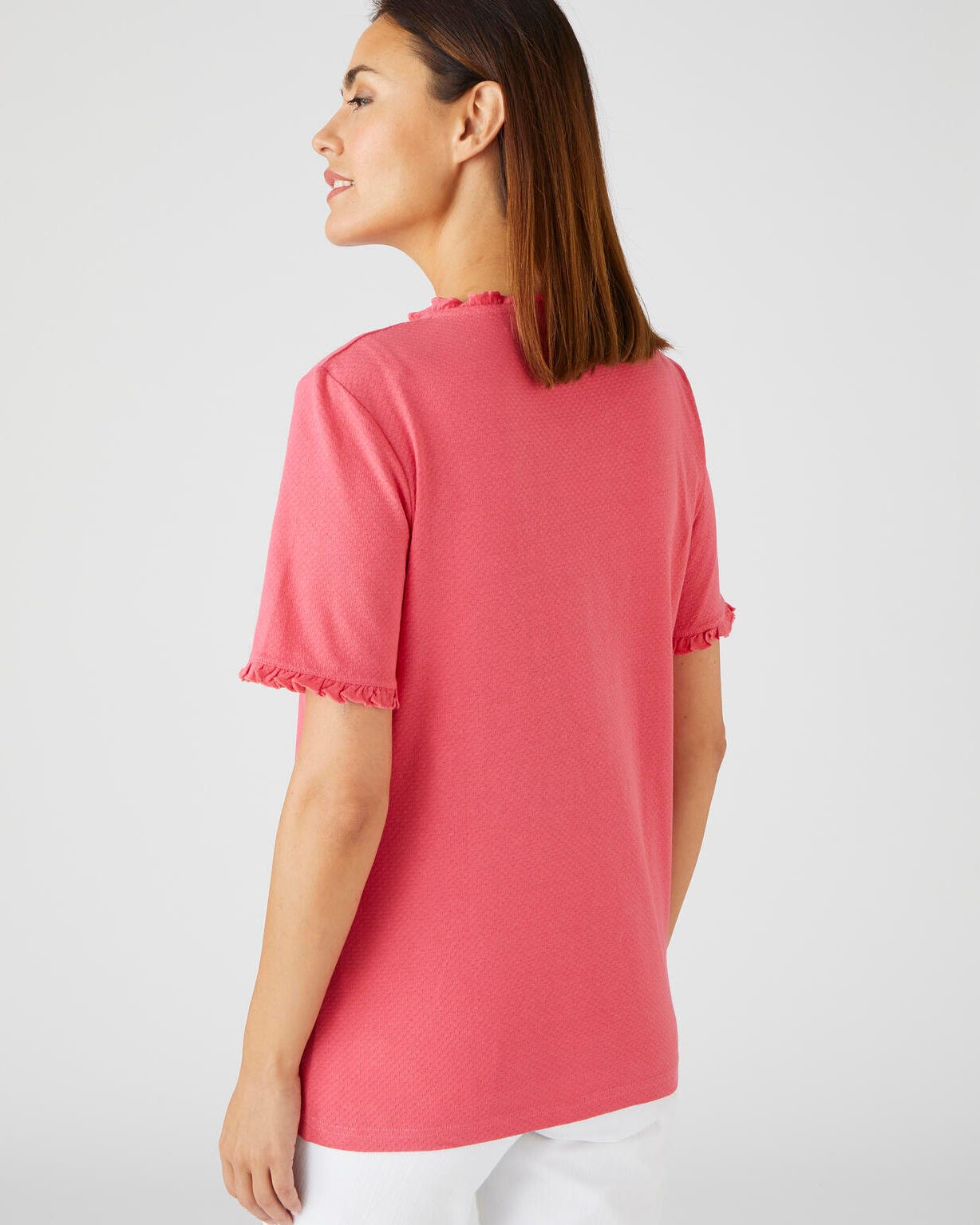 Tee-shirt détails volantés en pur coton biologique, manches courtes