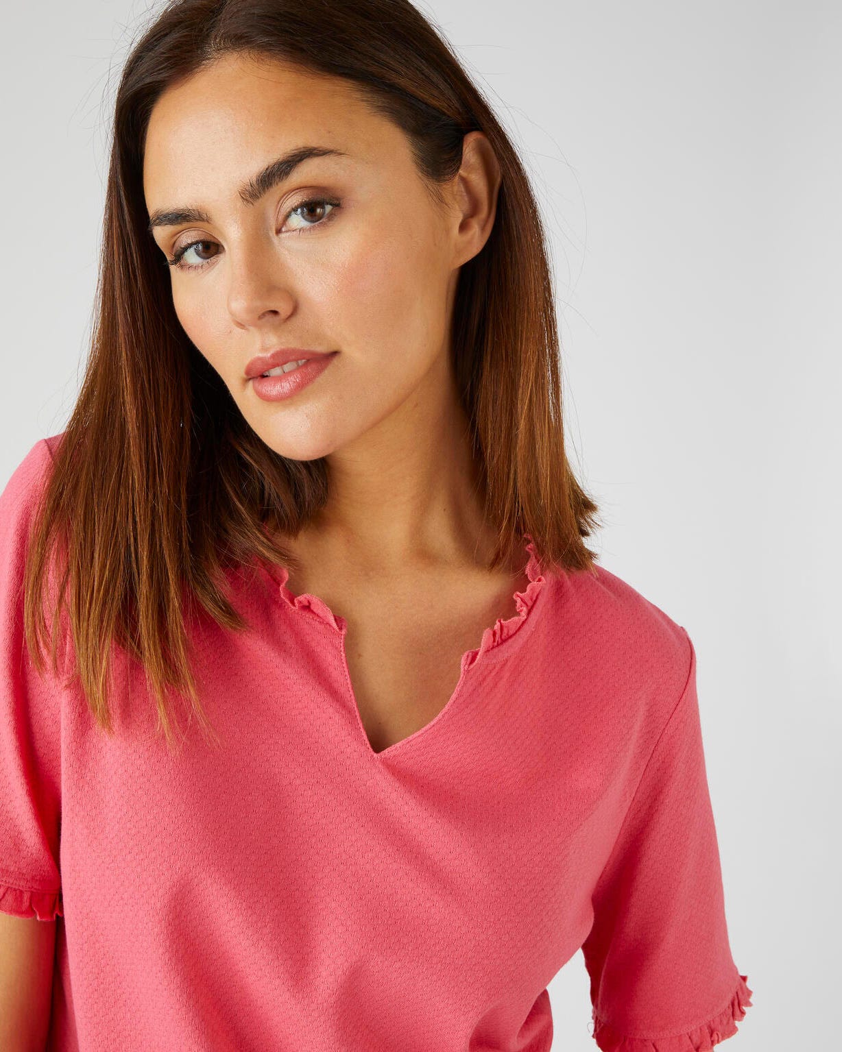 Tee-shirt détails volantés en pur coton biologique, manches courtes