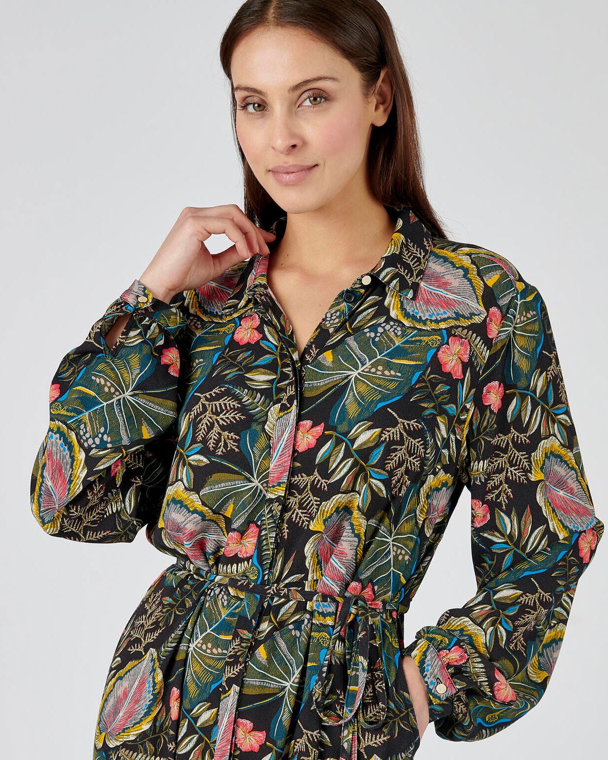Robe-chemise fleurie pure viscose