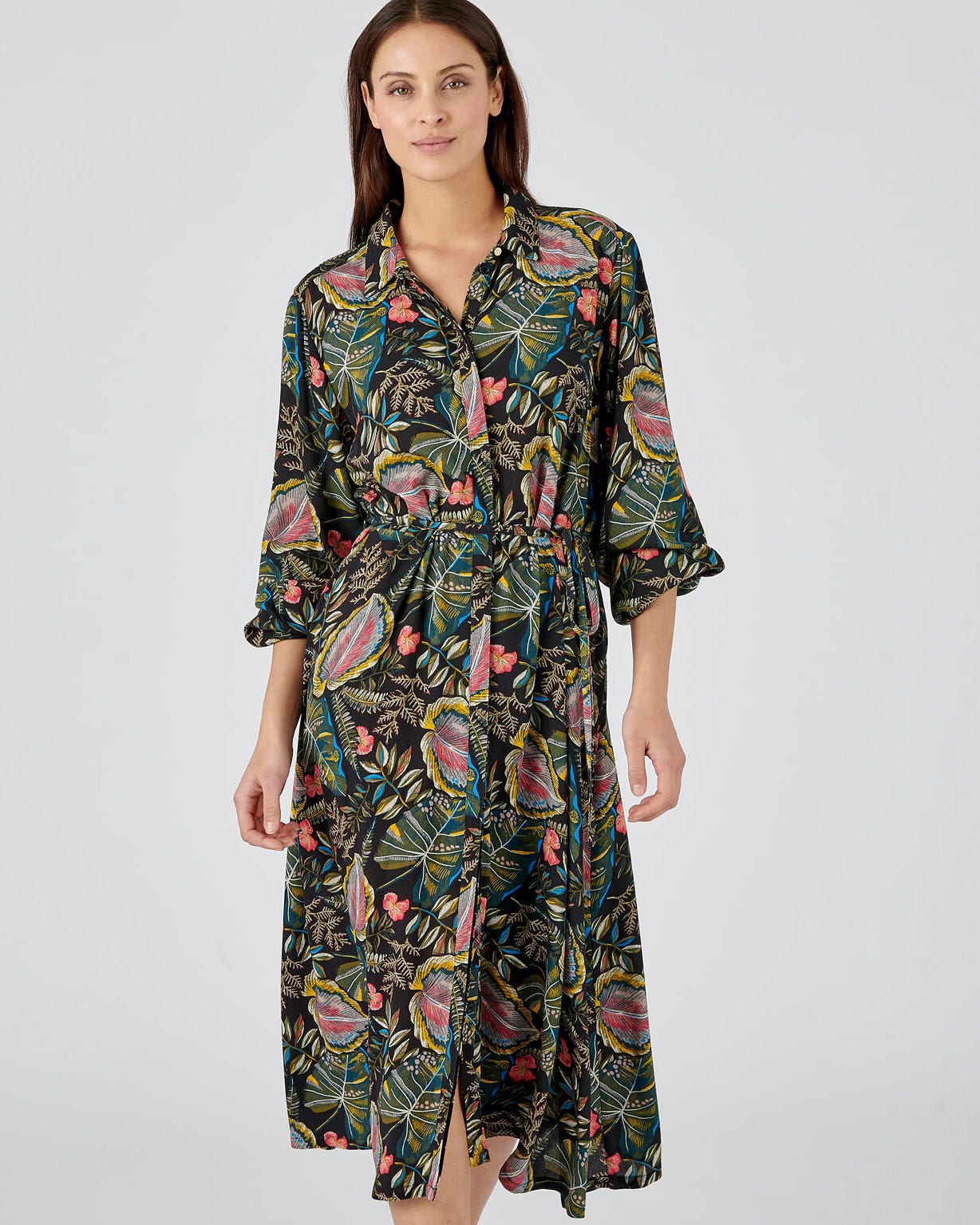 Robe-chemise fleurie pure viscose