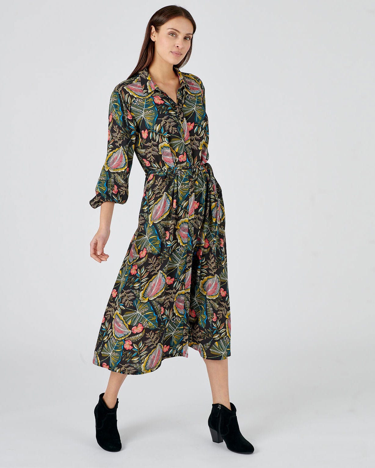 Robe-chemise fleurie pure viscose