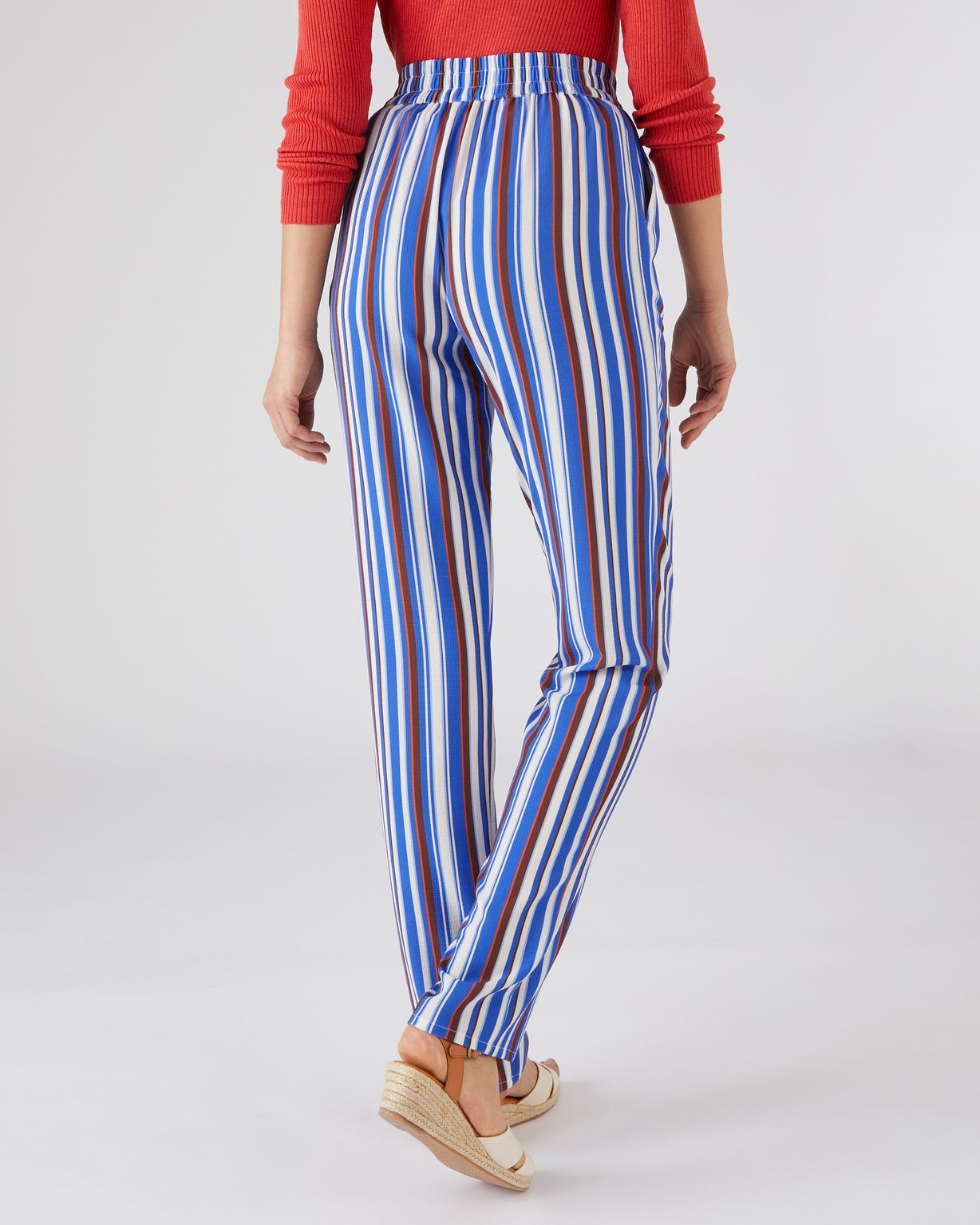 Pantalon rayé en crêpe léger