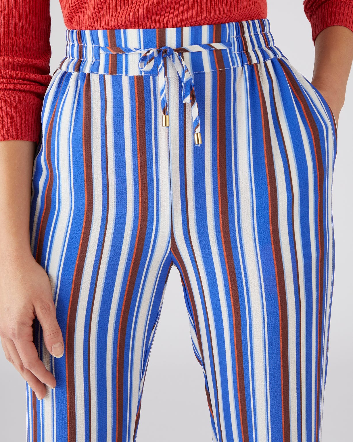 Pantalon rayé en crêpe léger