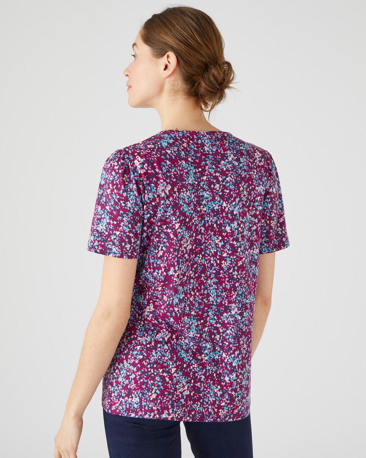 Tee-shirt imprimé coton/modal, manches courtes