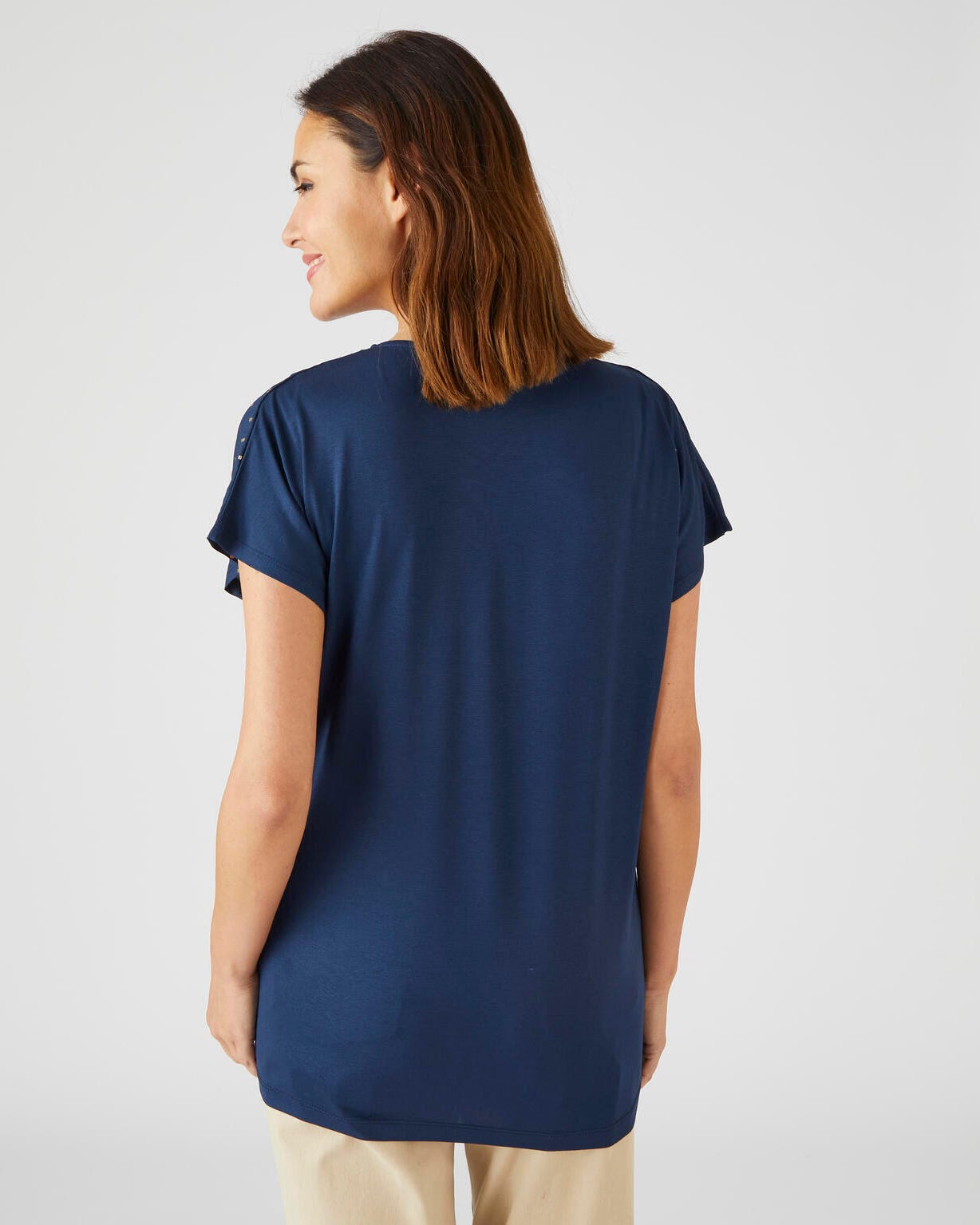 Tee-shirt bi-matière à motifs brillants, manches courtes