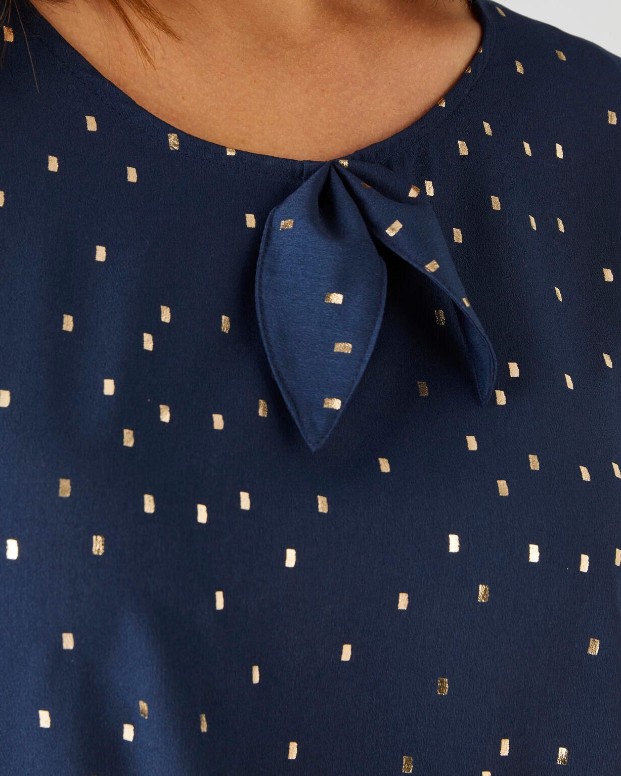 Tee-shirt bi-matière à motifs brillants, manches courtes