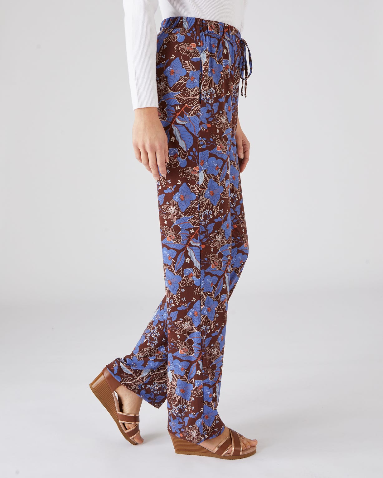 Pantalon fluide en maille crêpe imprimé