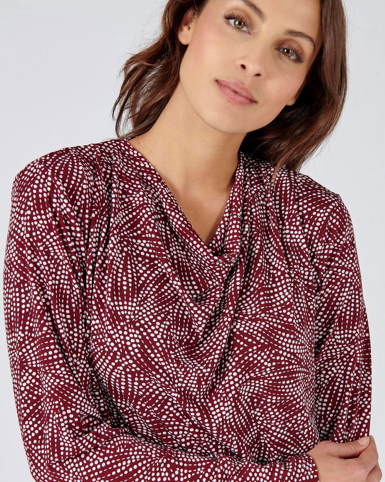 Tee-shirt col bénitier crêpe recyclé, manches longues