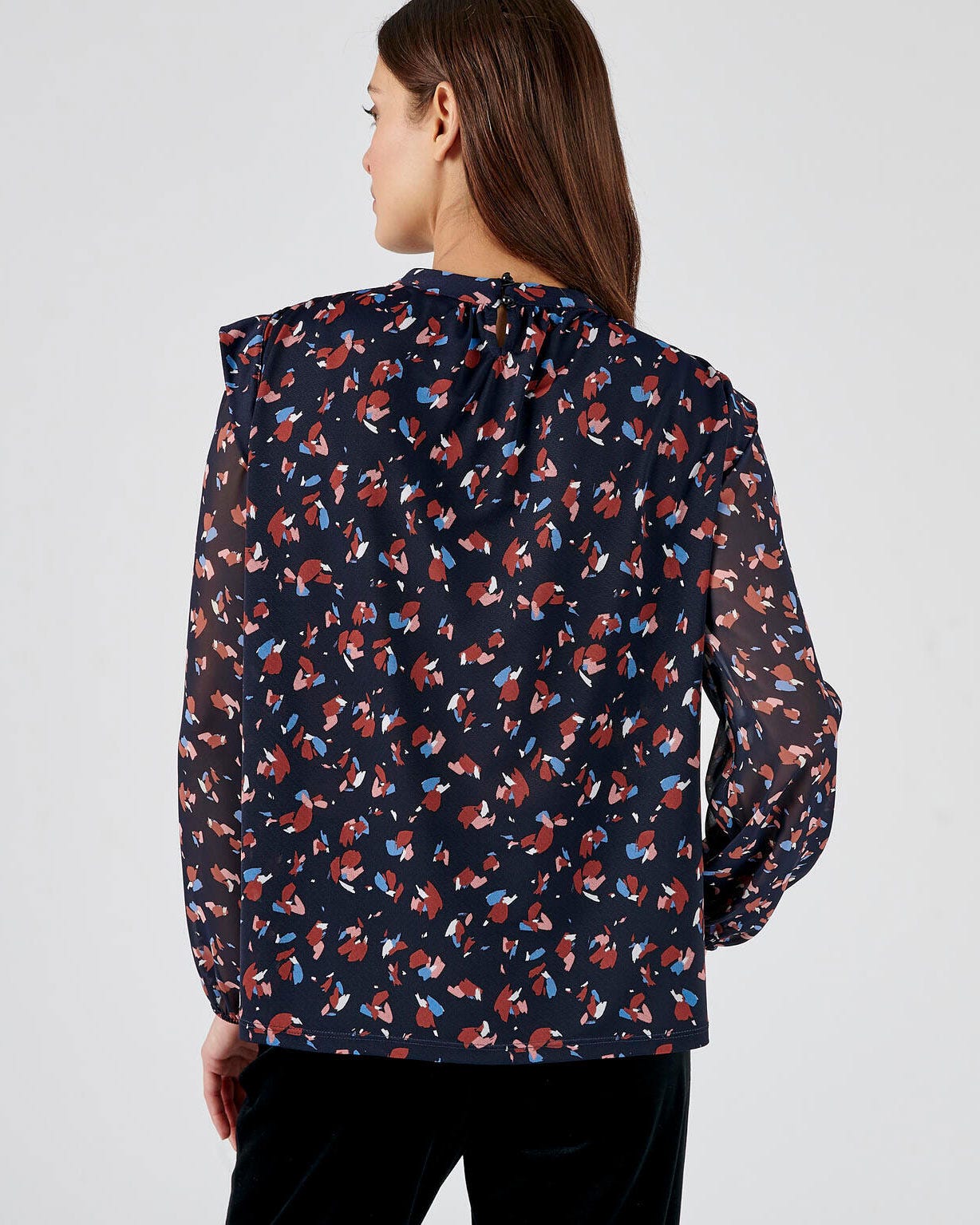 Tee-shirt bi-matière voile et crêpe recyclé, manches longues