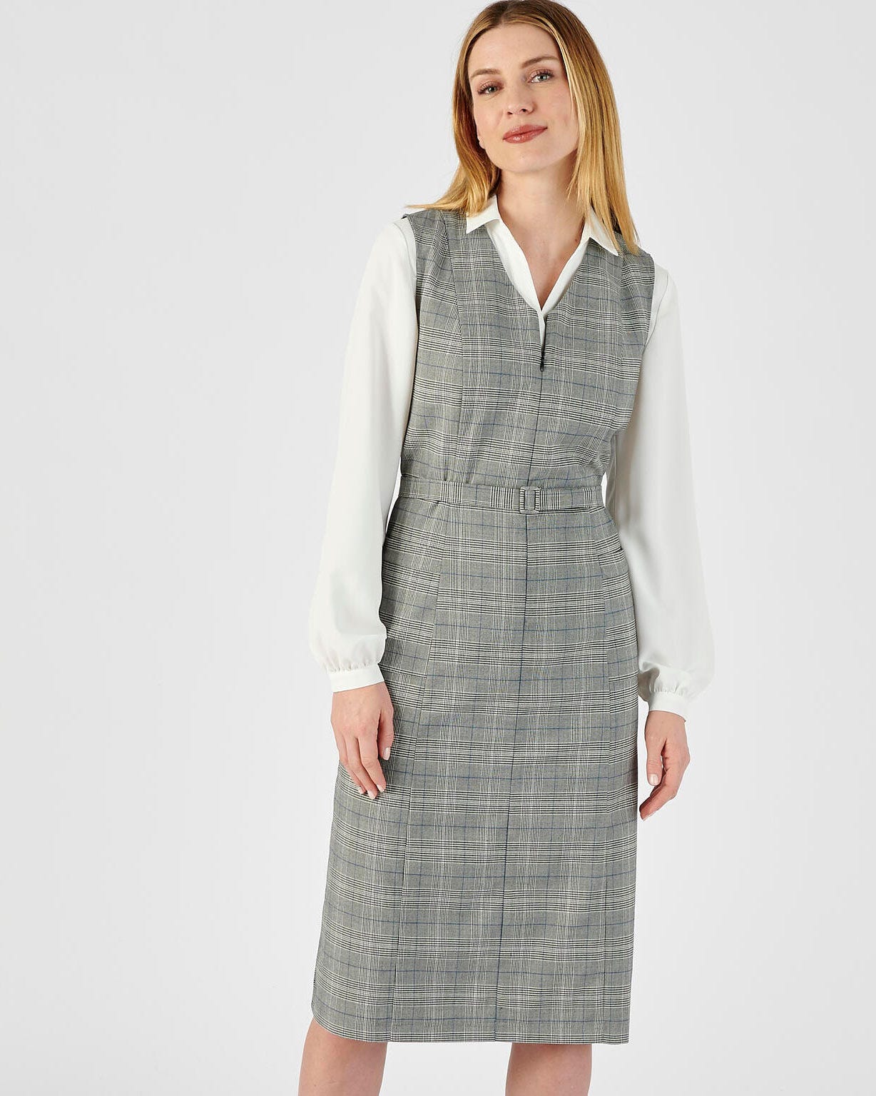 Robe sans manches à carreaux zippée