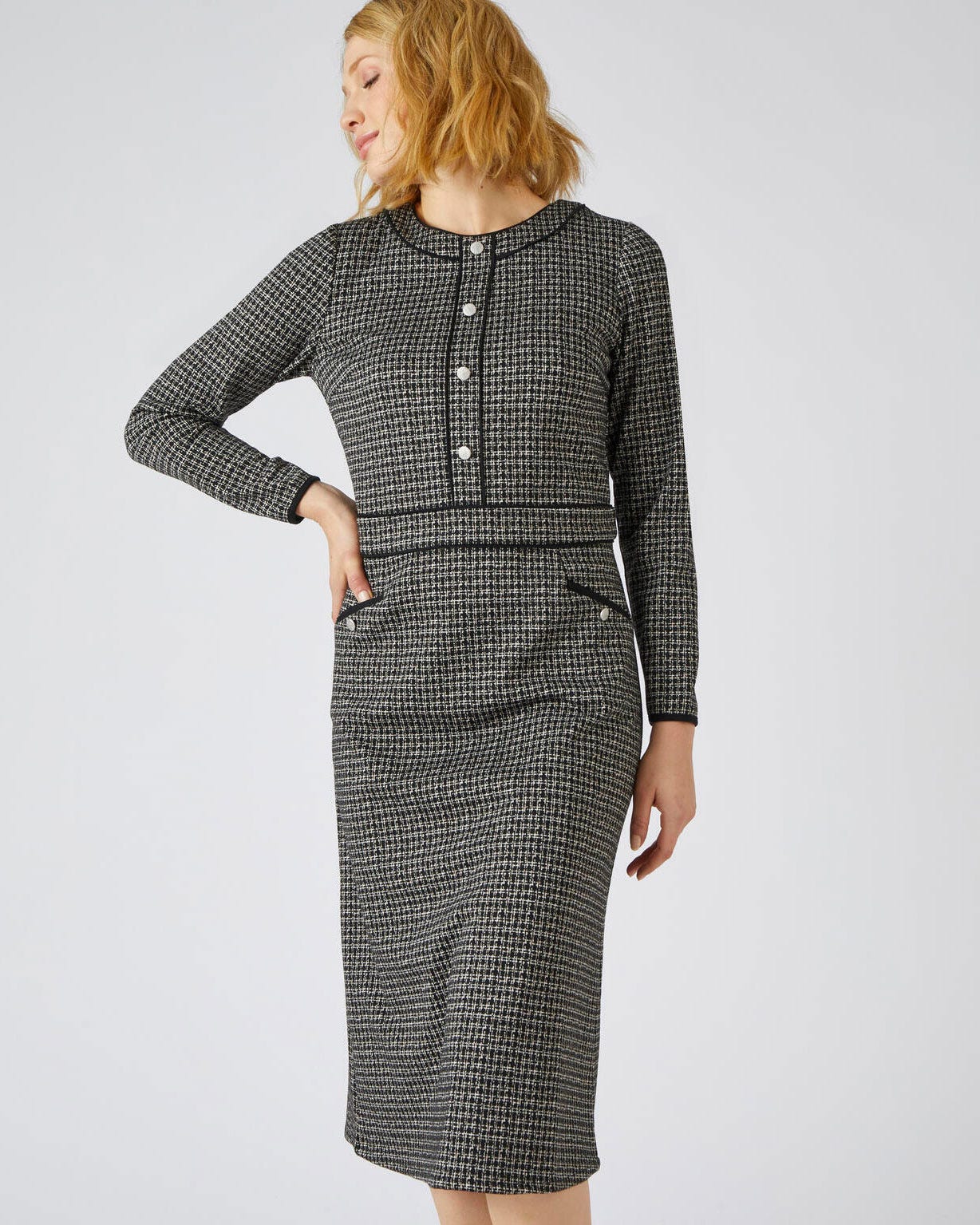 Robe maille jacquard détails unis