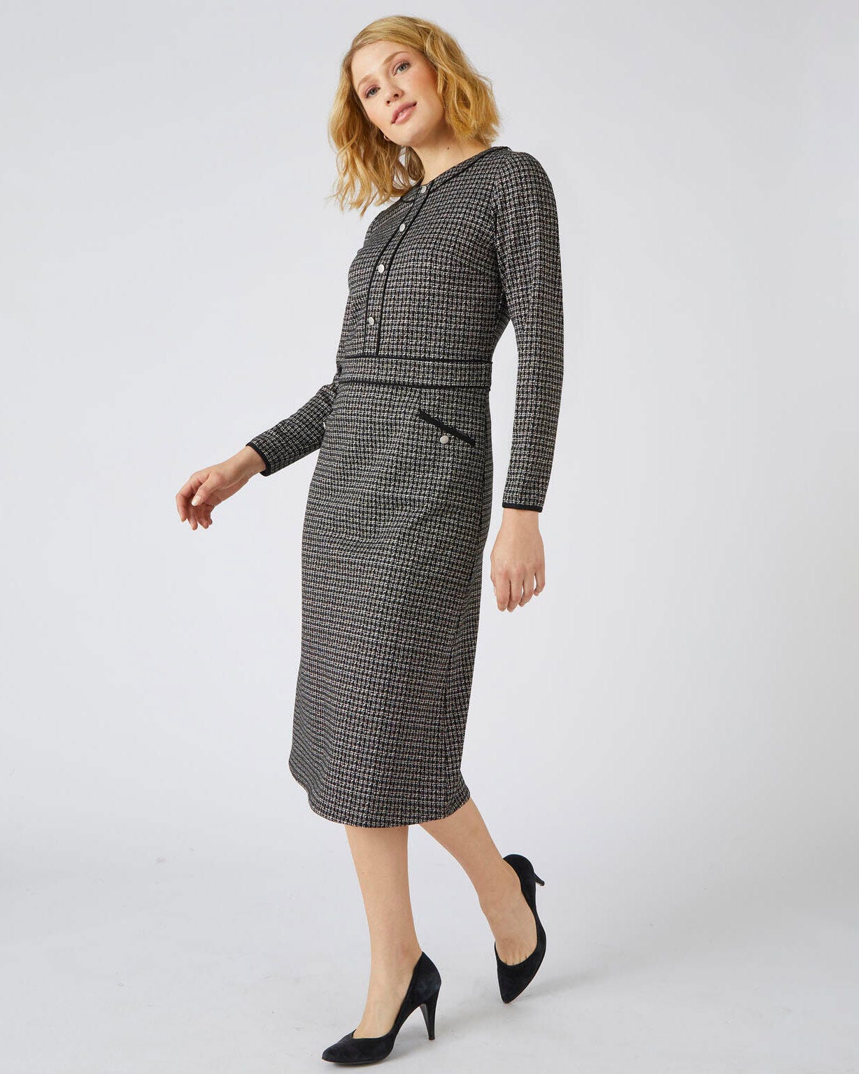 Robe maille jacquard détails unis