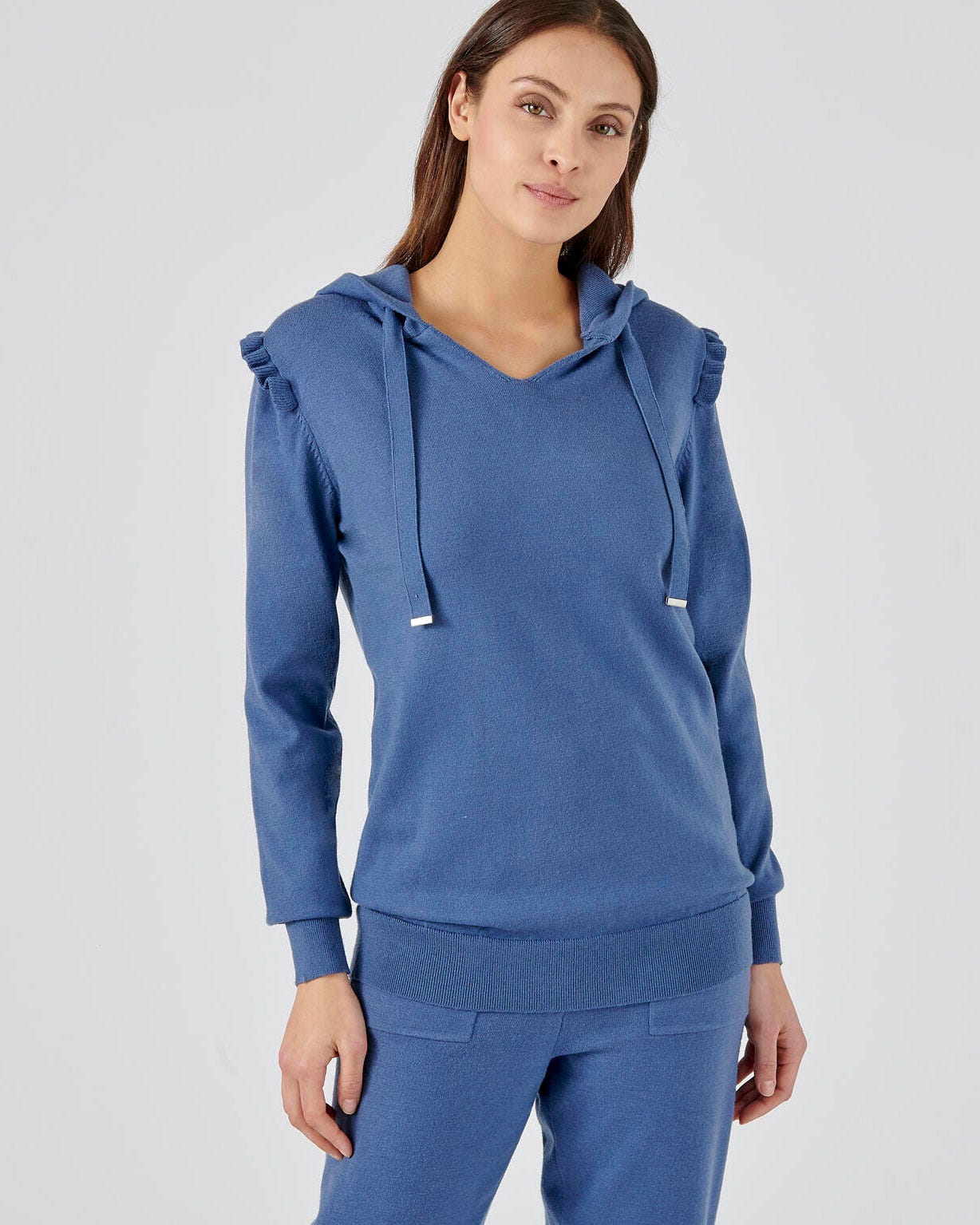 Sweat chaud à capuche et volants