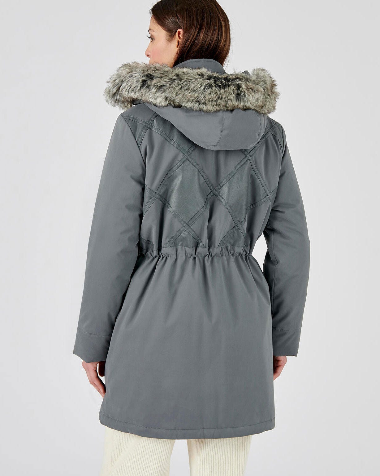 Parka zippée avec effet patchwork