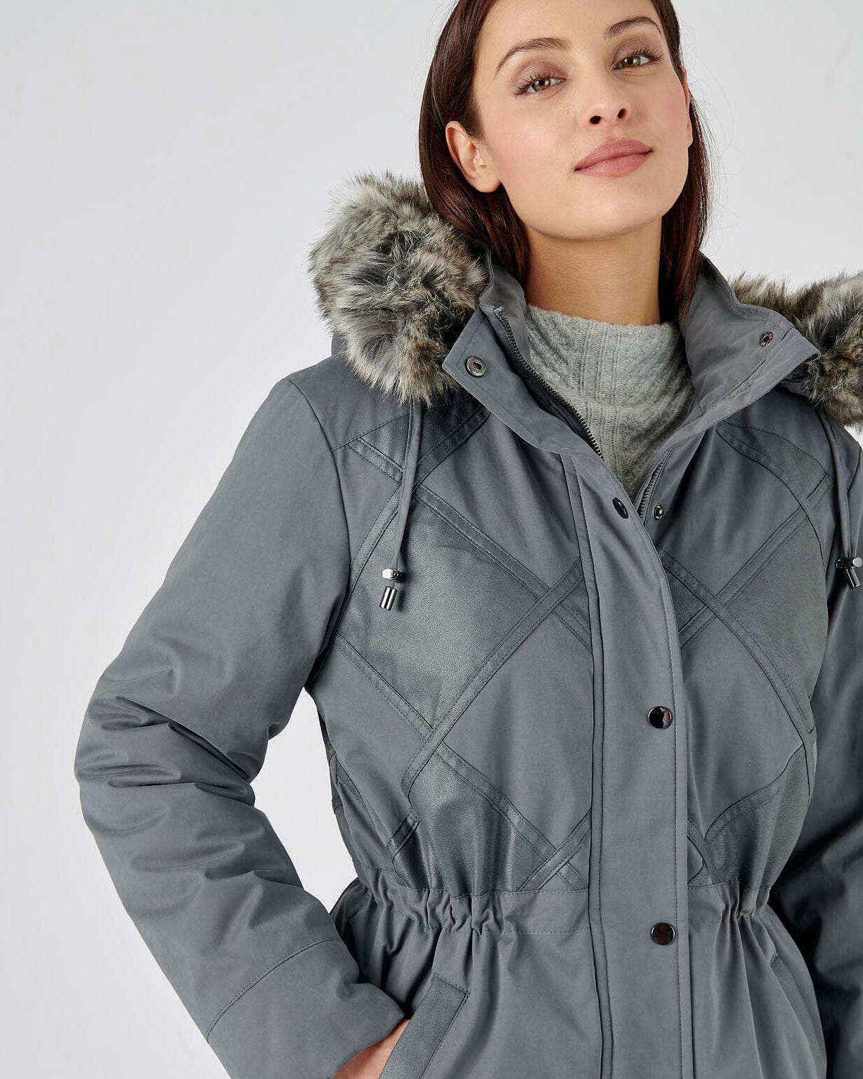 Parka zippée avec effet patchwork