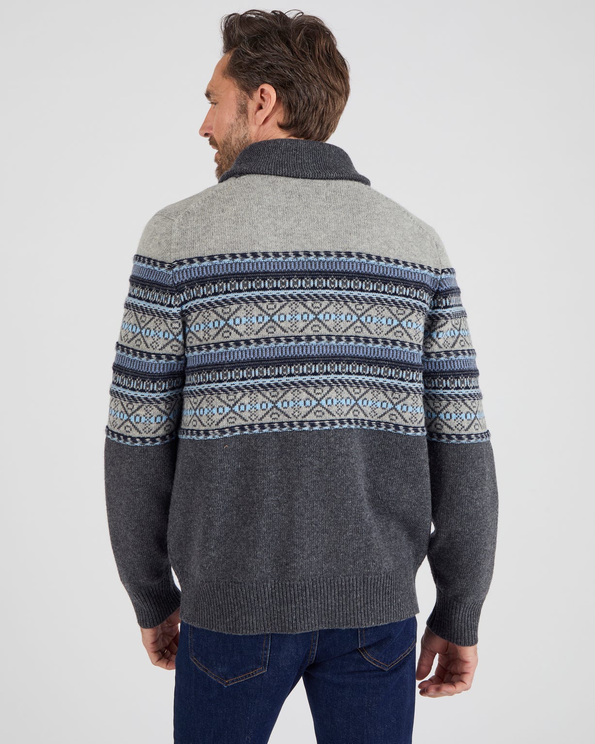 Gilet zippé mélange laine maille jacquard