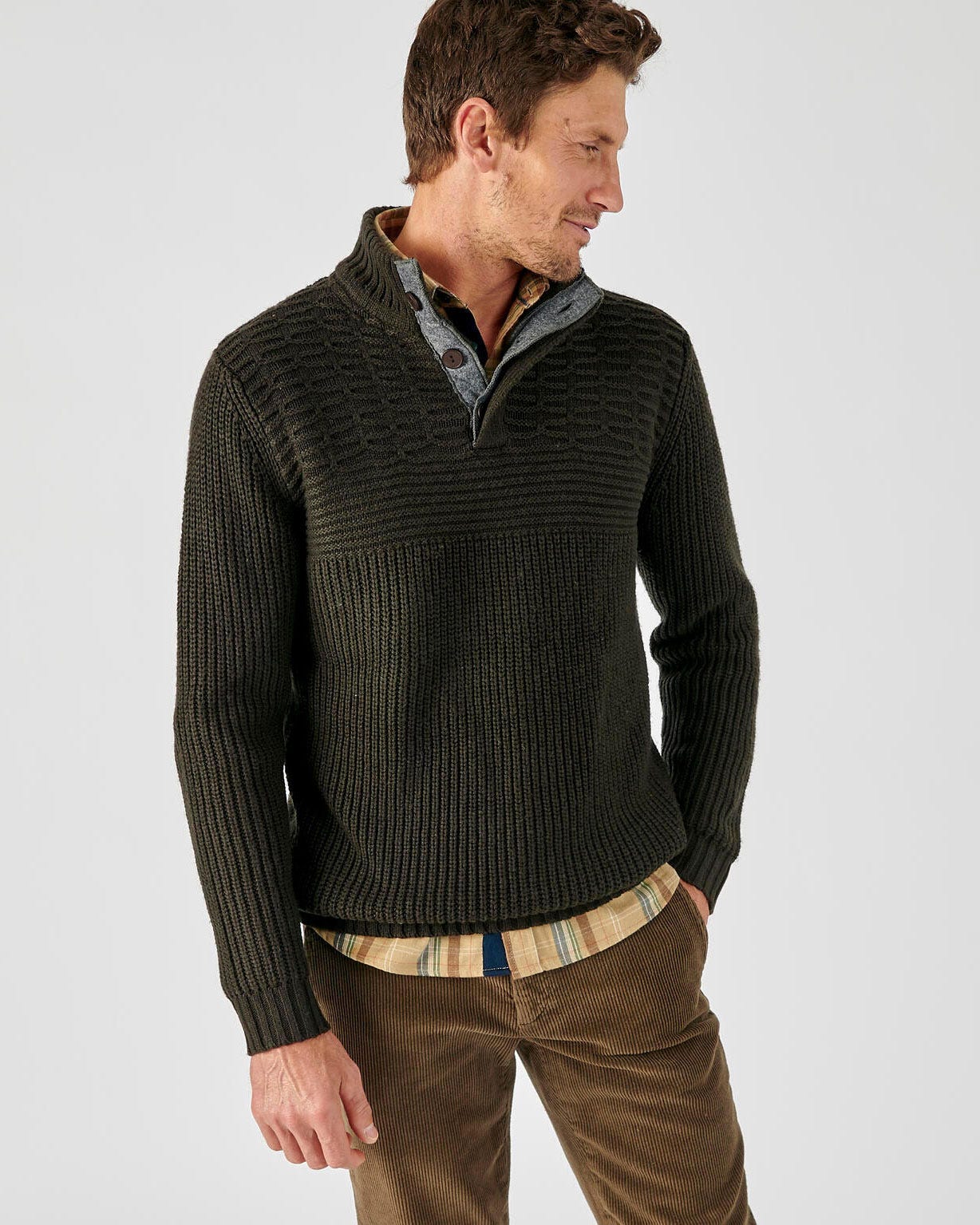 Pull col cheminée grosse maille anglaise