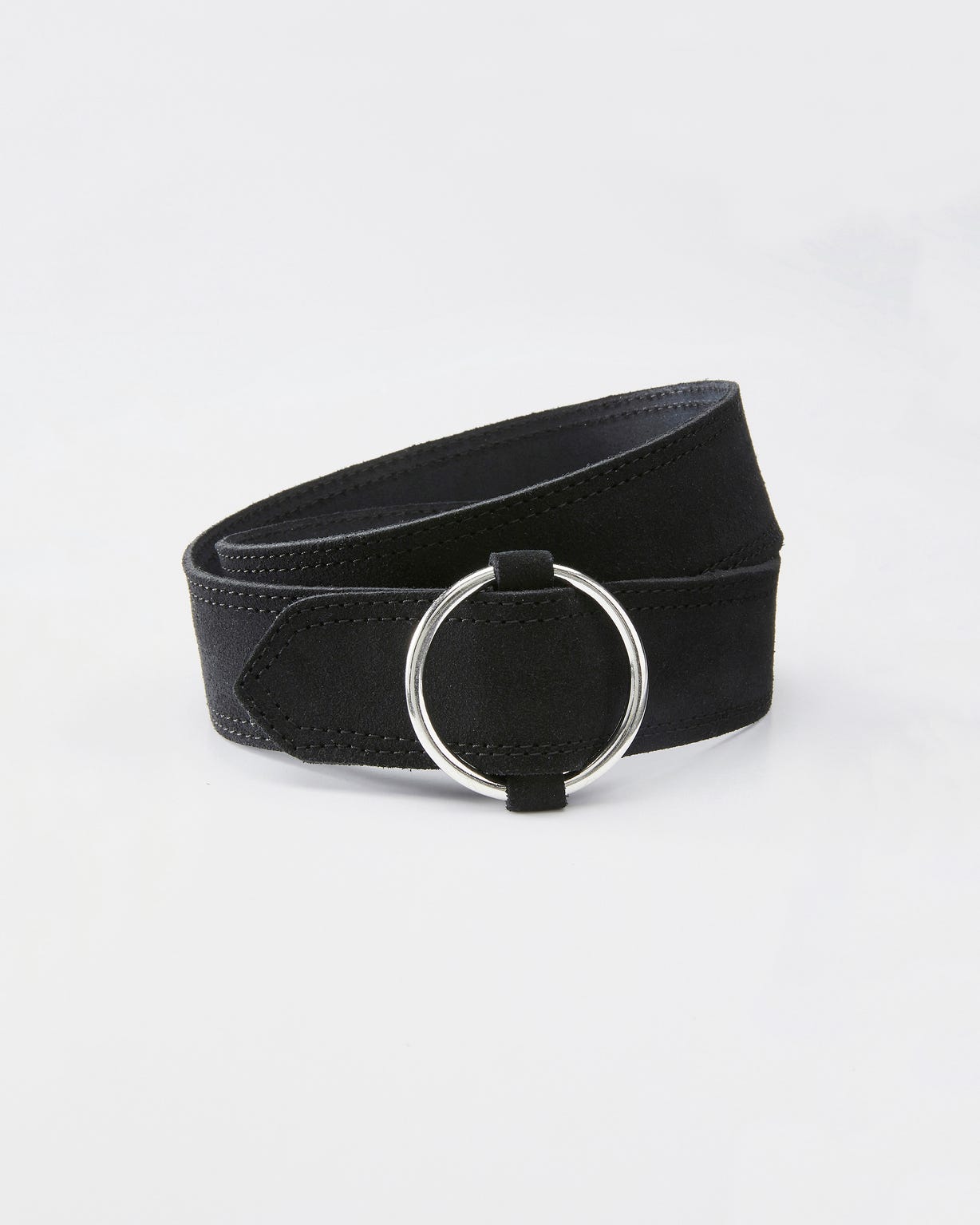 Ceinture fine en croûte de cuir vachette suédé