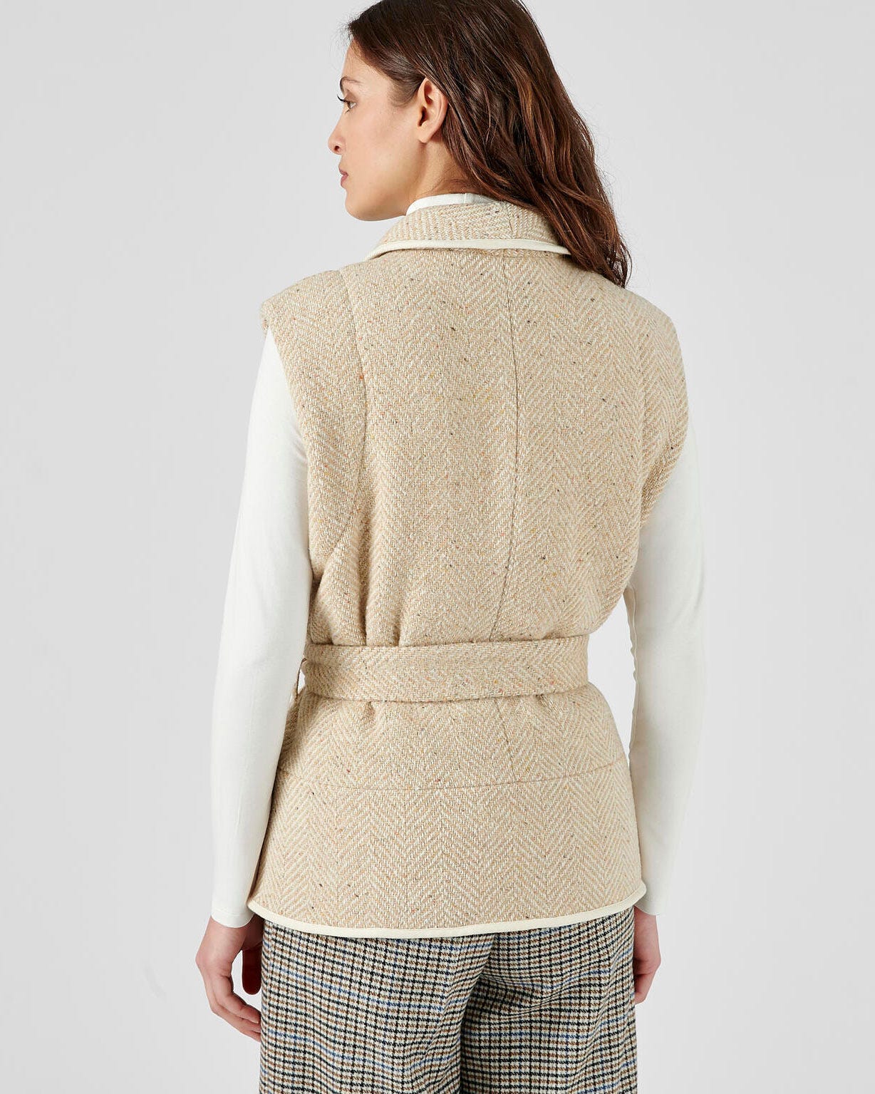 Veste lainage sans manches motif chevrons