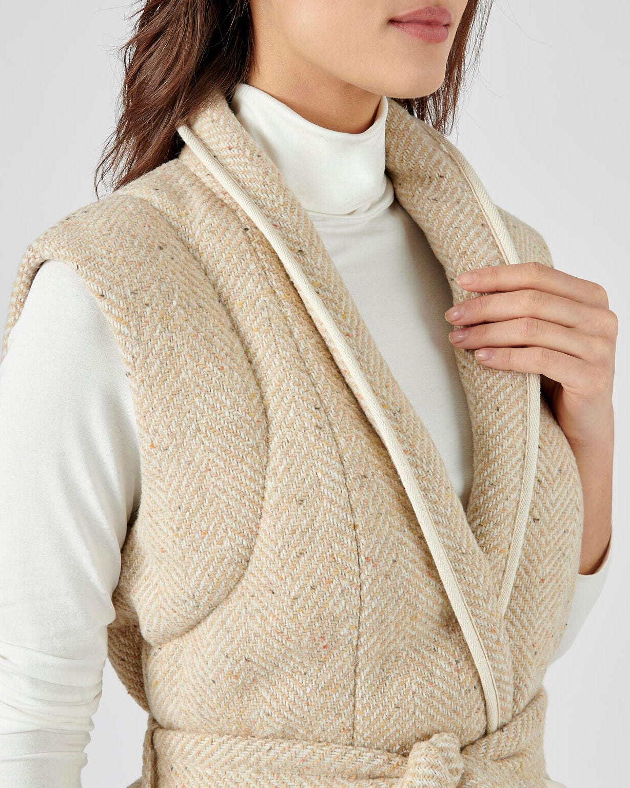 Veste lainage sans manches motif chevrons