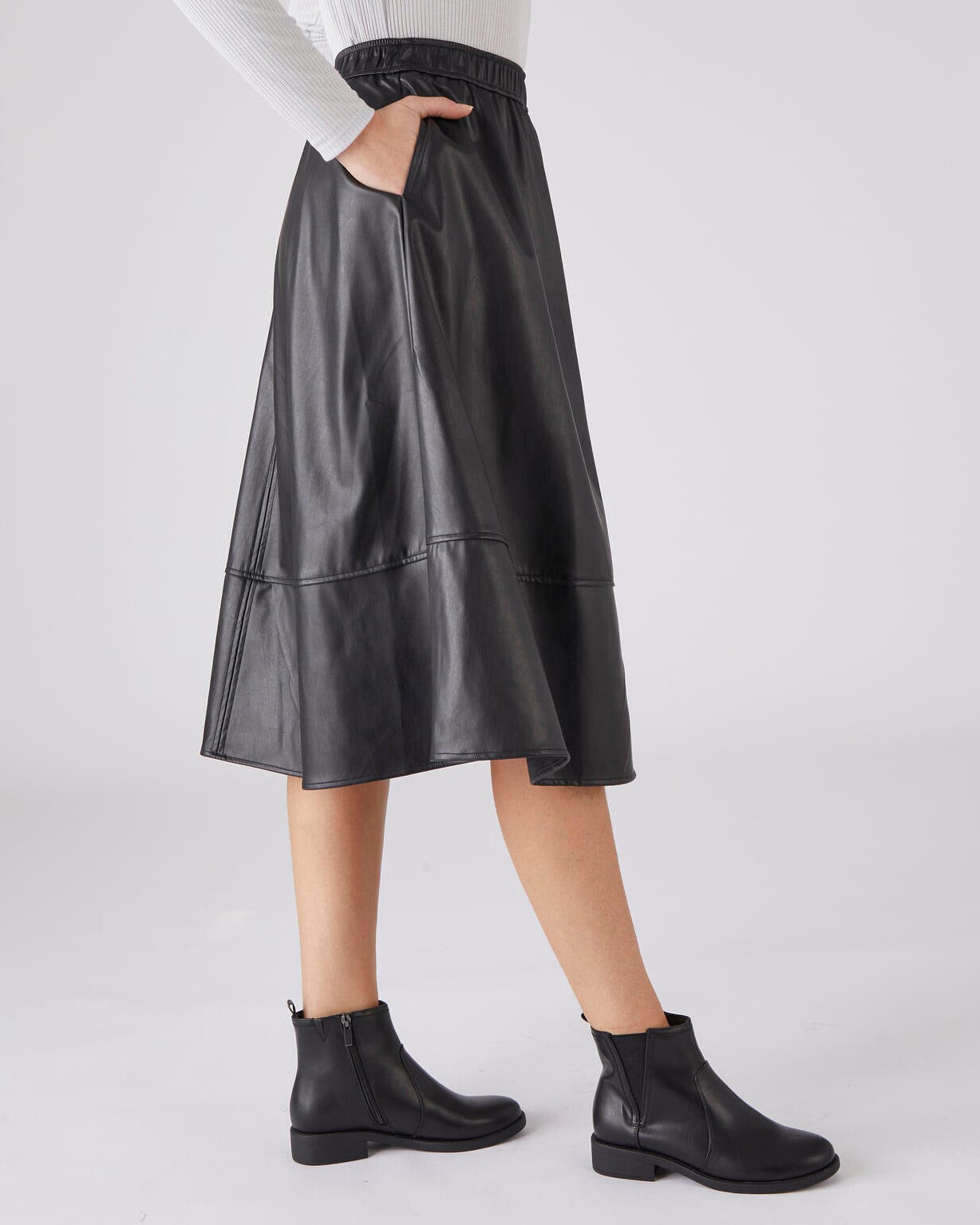 Jupe taille élastiquée enduite