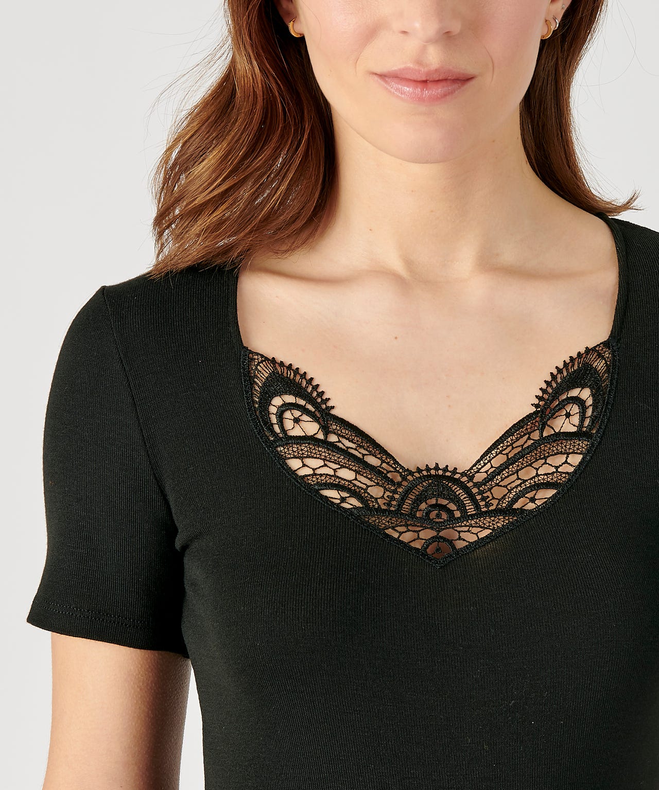T-shirt manches courtes fine côte guipure Thermolactyl