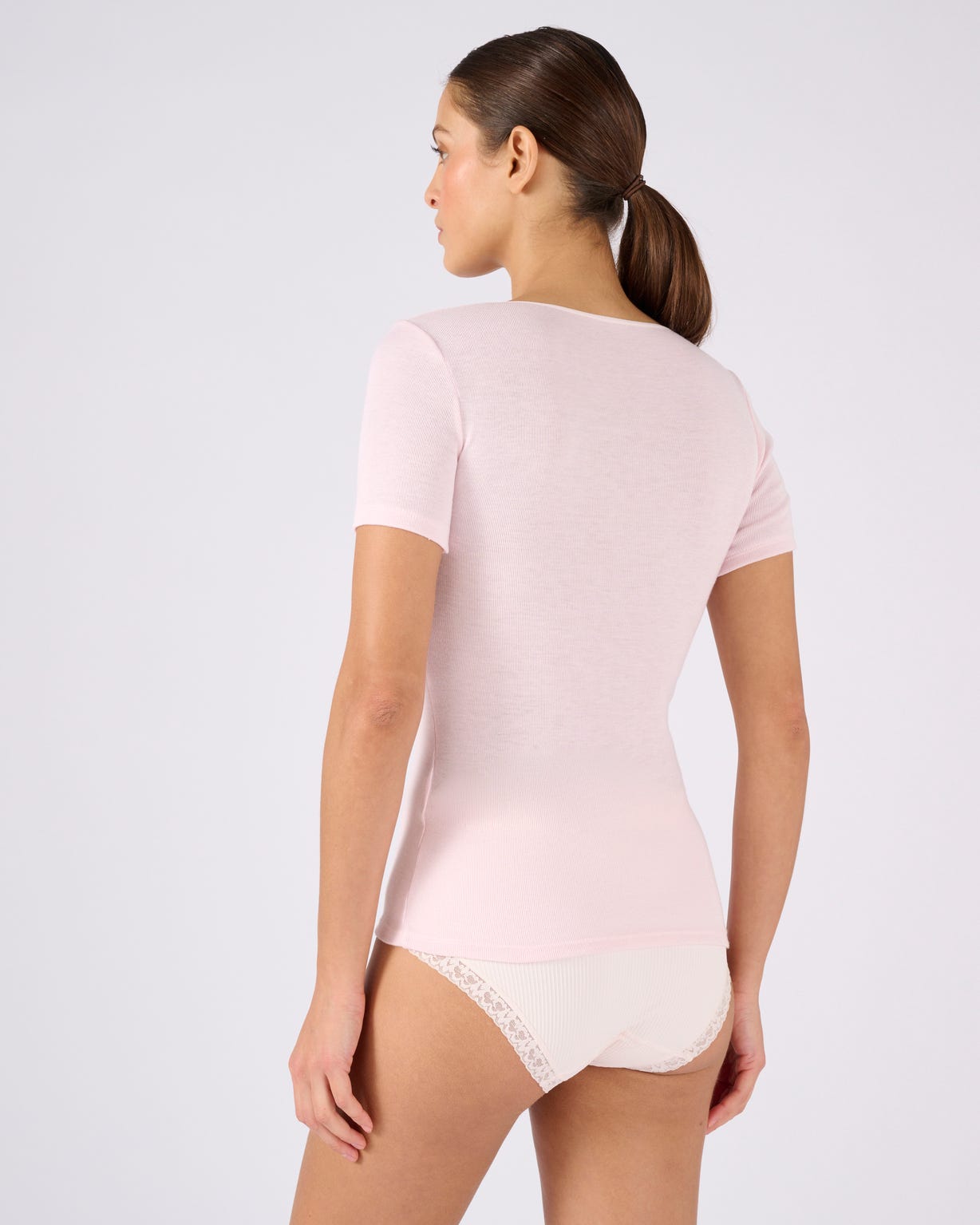T-shirt manches courtes fine côte guipure Thermolactyl