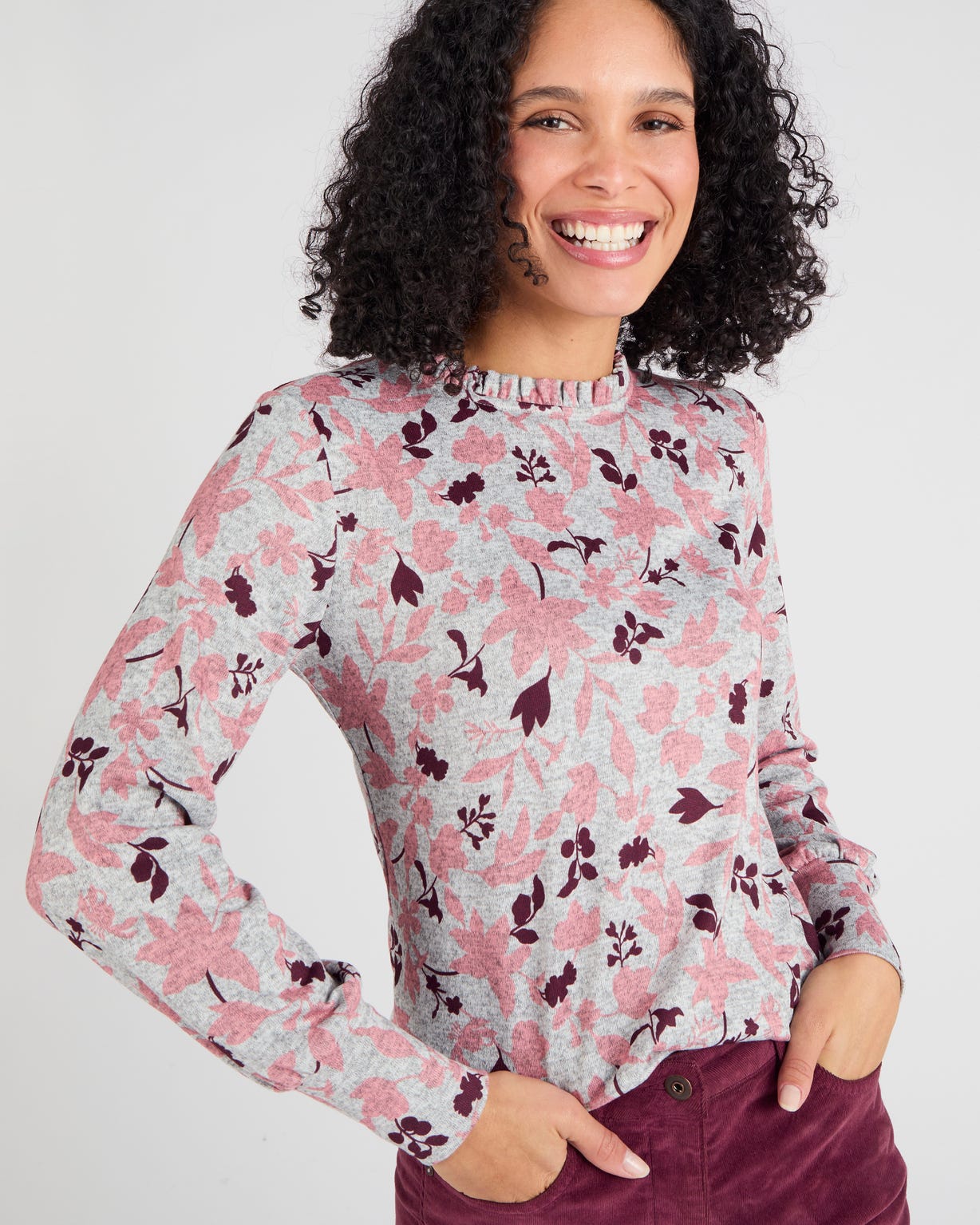 T-shirt col volanté maille chaude