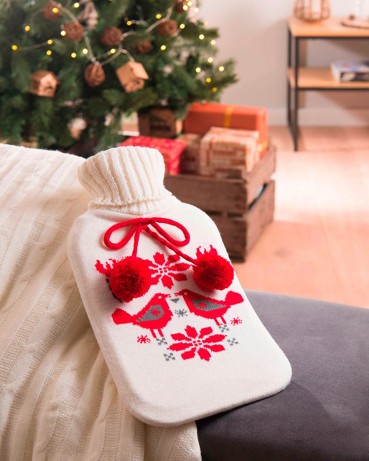 Bouillotte avec housse en maille