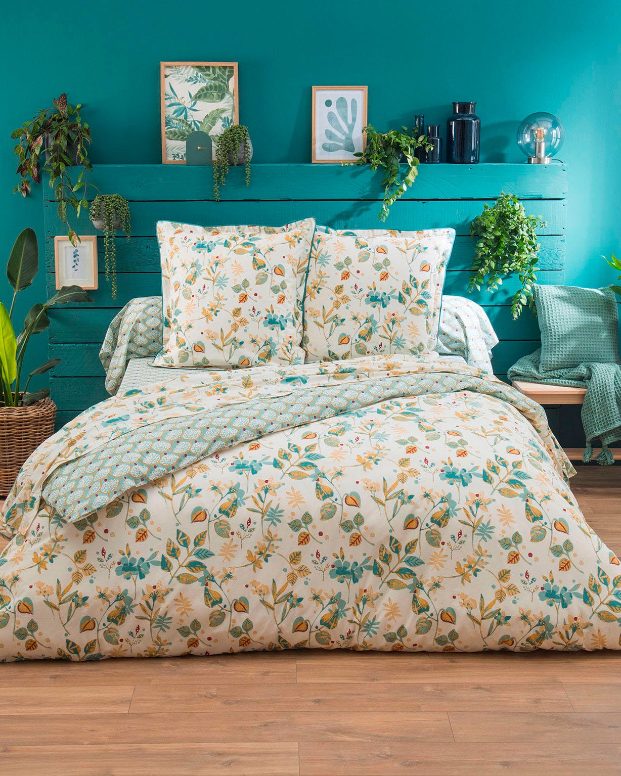 Housse de couette réversible Sauge pur coton